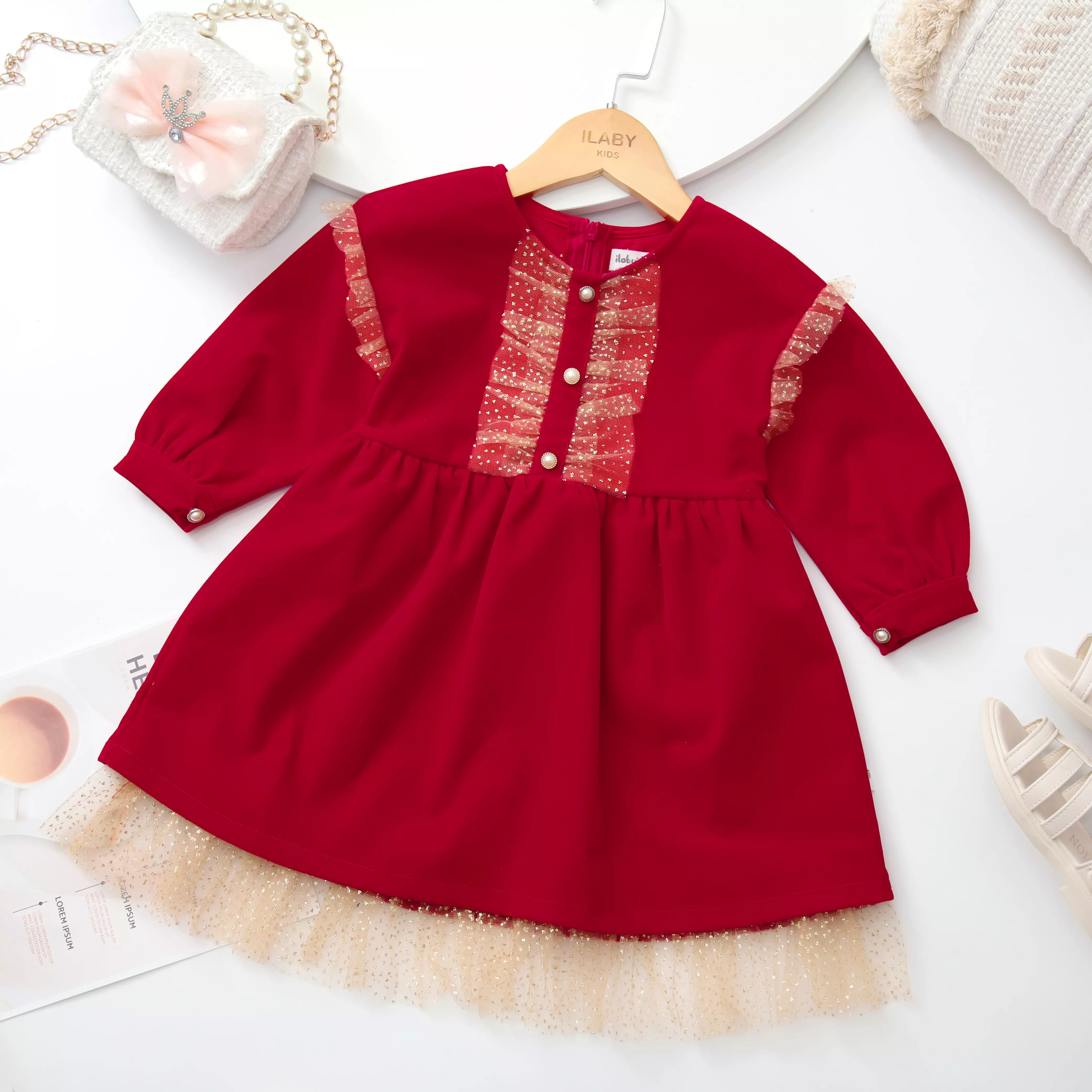 Váy nhung nẹp phối lưới_thumbnail_2