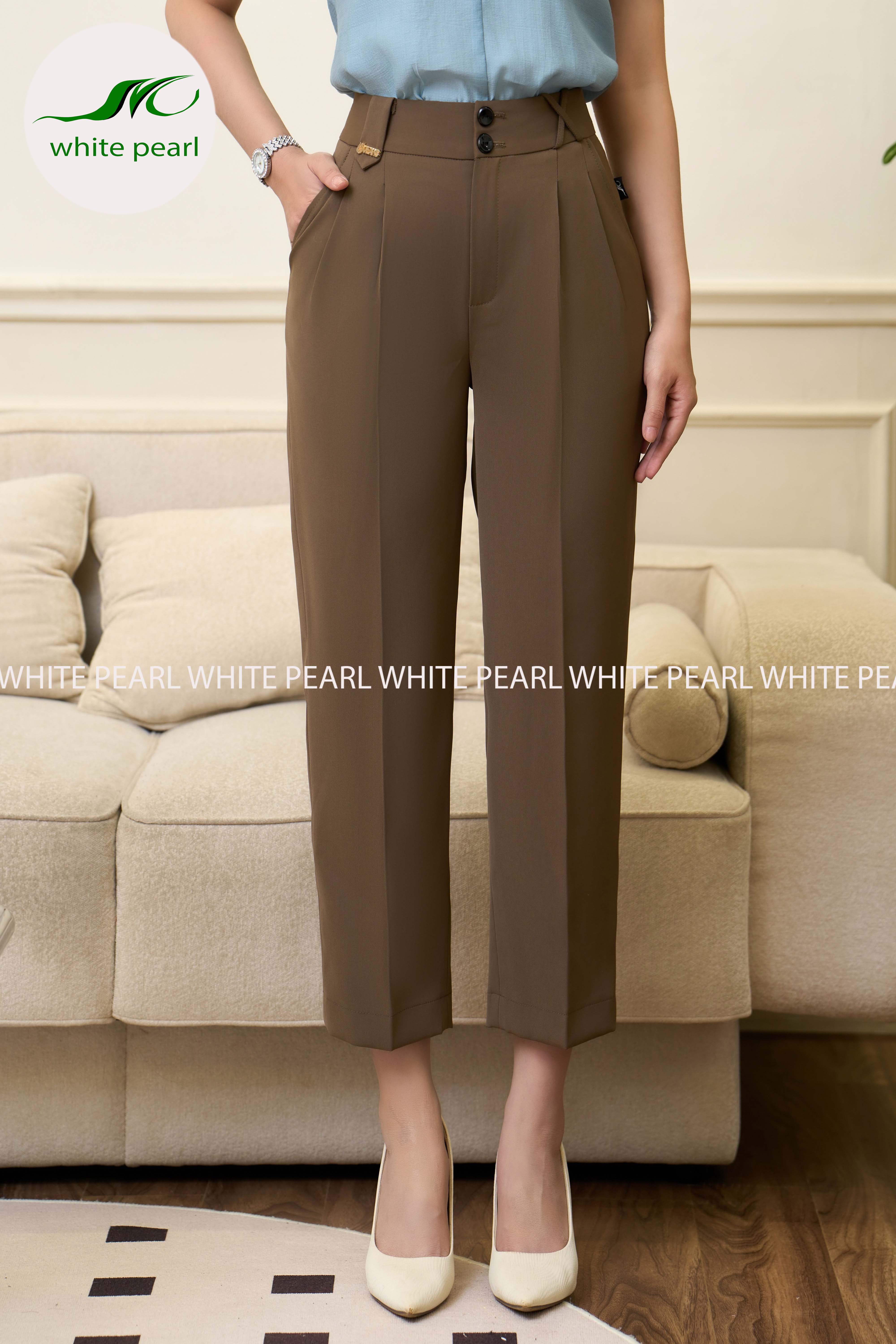 Quần baggy suông thụng thời trang công sở White Pearl