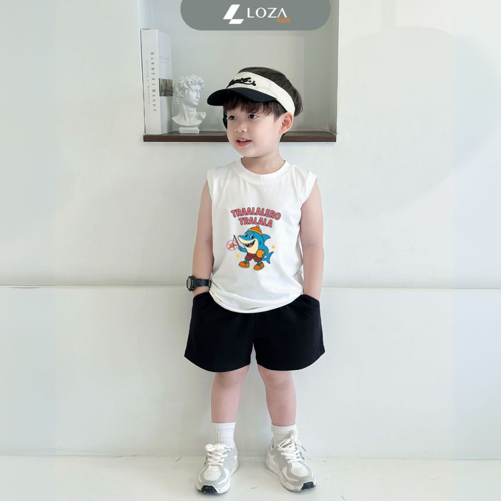 Bộ ba lỗ bé trai Brainrot Tralalero Tralala size từ 15-40kg - Quần áo bé trai Loza Kids BL448_thumbnail_3