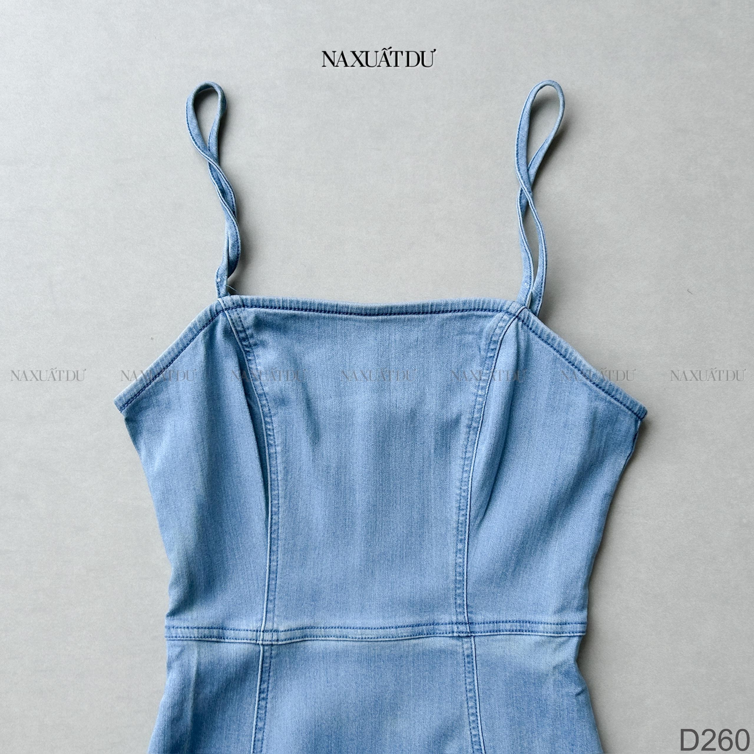 Đầm jean 2 dây 