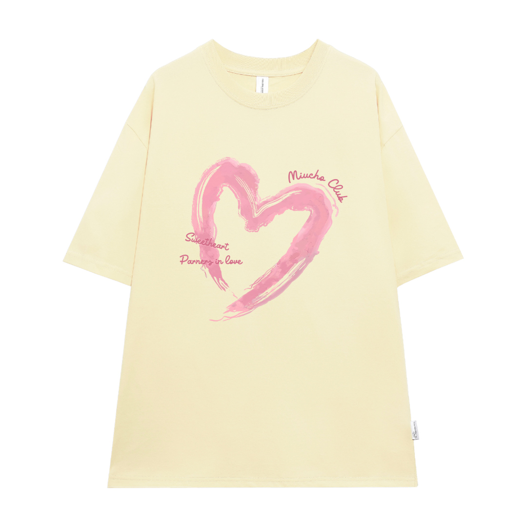 Áo thun cặp nam nữ trái tim form rộng 1941 Miucho cổ tròn vải 4c cotton 220gsm thoáng mát in mix_thumbnail_14