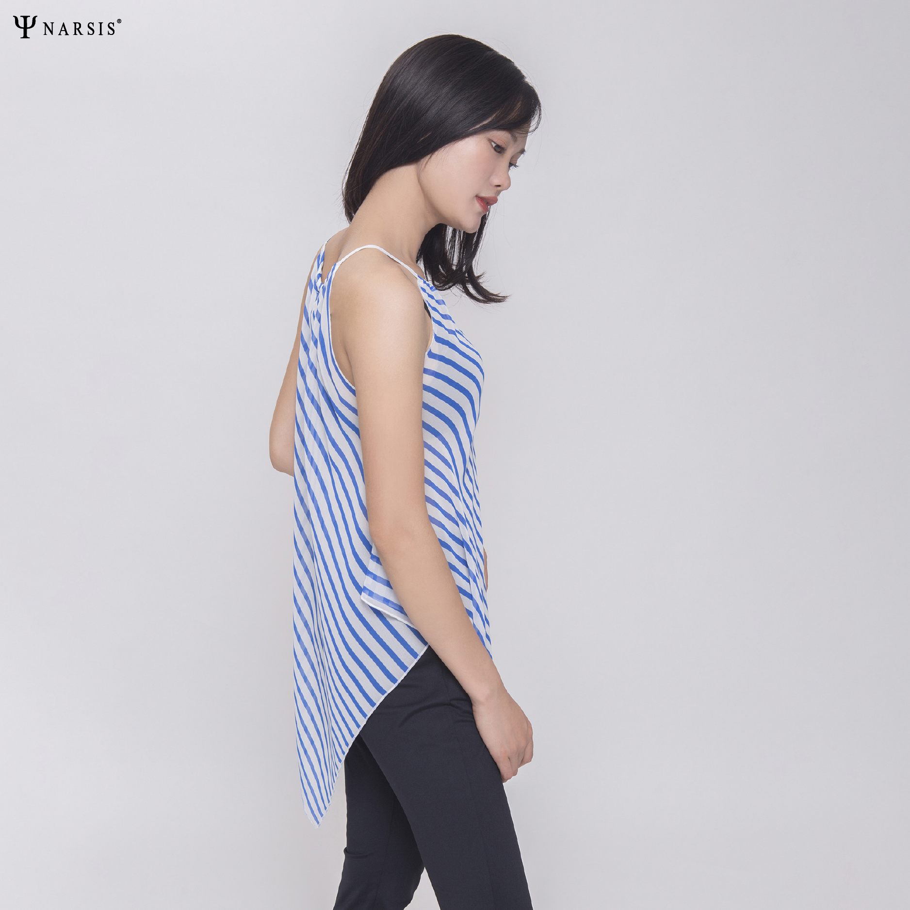 ÁO YẾM NỮ VOAN KẺ XANH L9025 NARSIS CHẤT LIỆU THOÁNG MÁT, DỄ CHỊU, THOẢI MÁI CẢ NGÀY, DỄ VẬN ĐỘNG