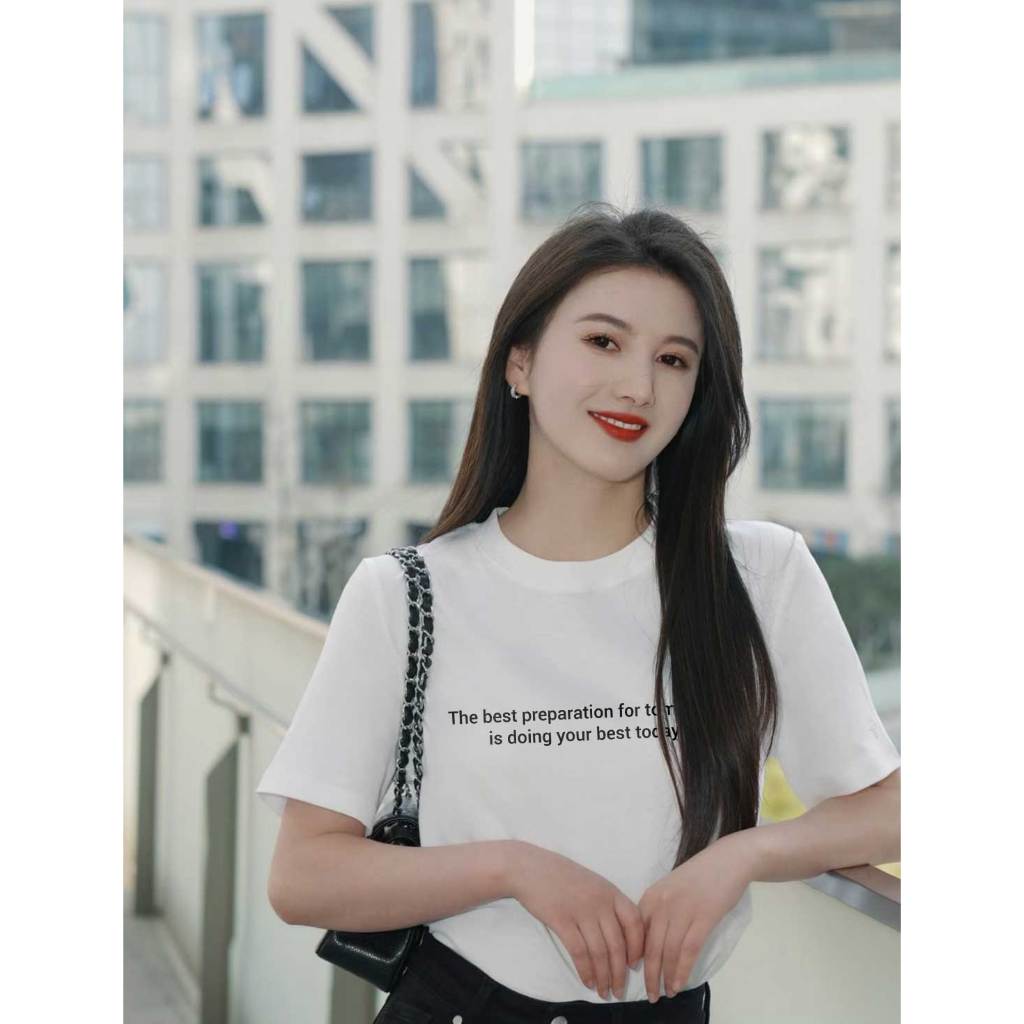 Áo thun nữ form vừa regular ARD542 Miucho Chic cotton cổ tròn in typography_thumbnail_3