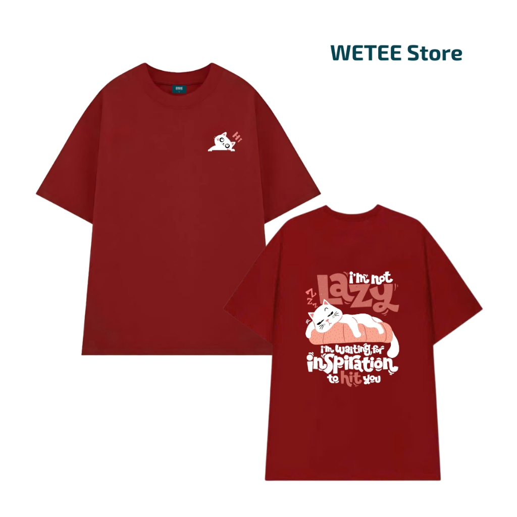 Áo thun unisex UX30-1141 LAZY hình mèo nằm dáng oversized local brand WETEE_thumbnail_5