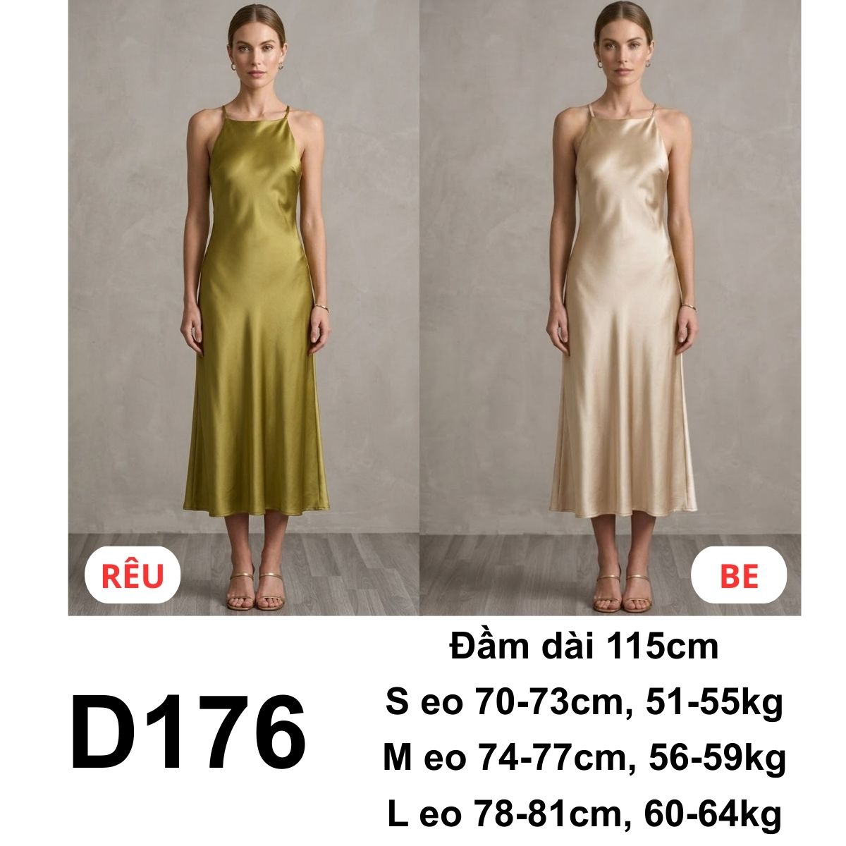 D176- Đầm 2 dây lụa