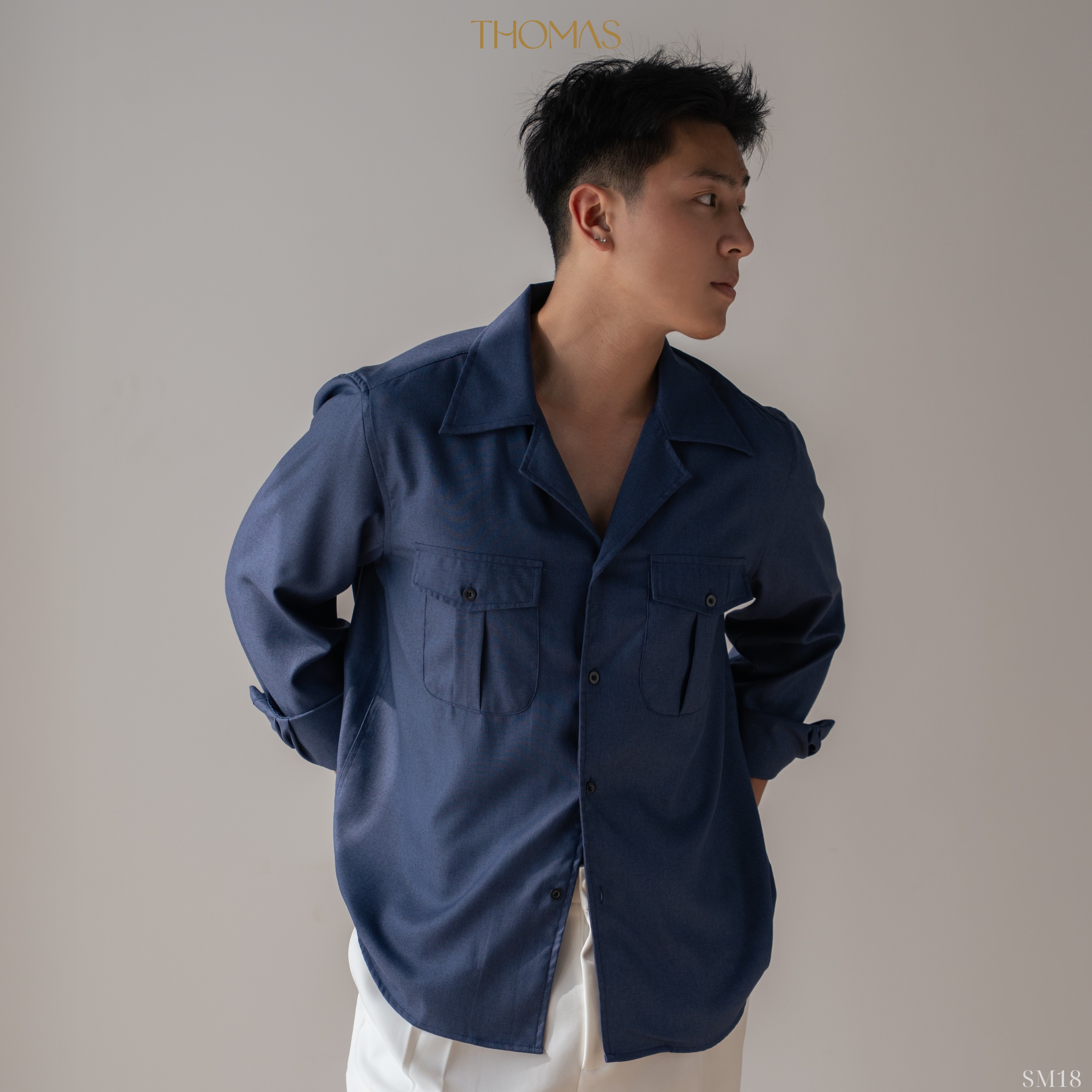 Áo Sơ Mi Dài Tay Marco Cổ cuba Vải Bạch Đàn Form relaxed_thumbnail_3