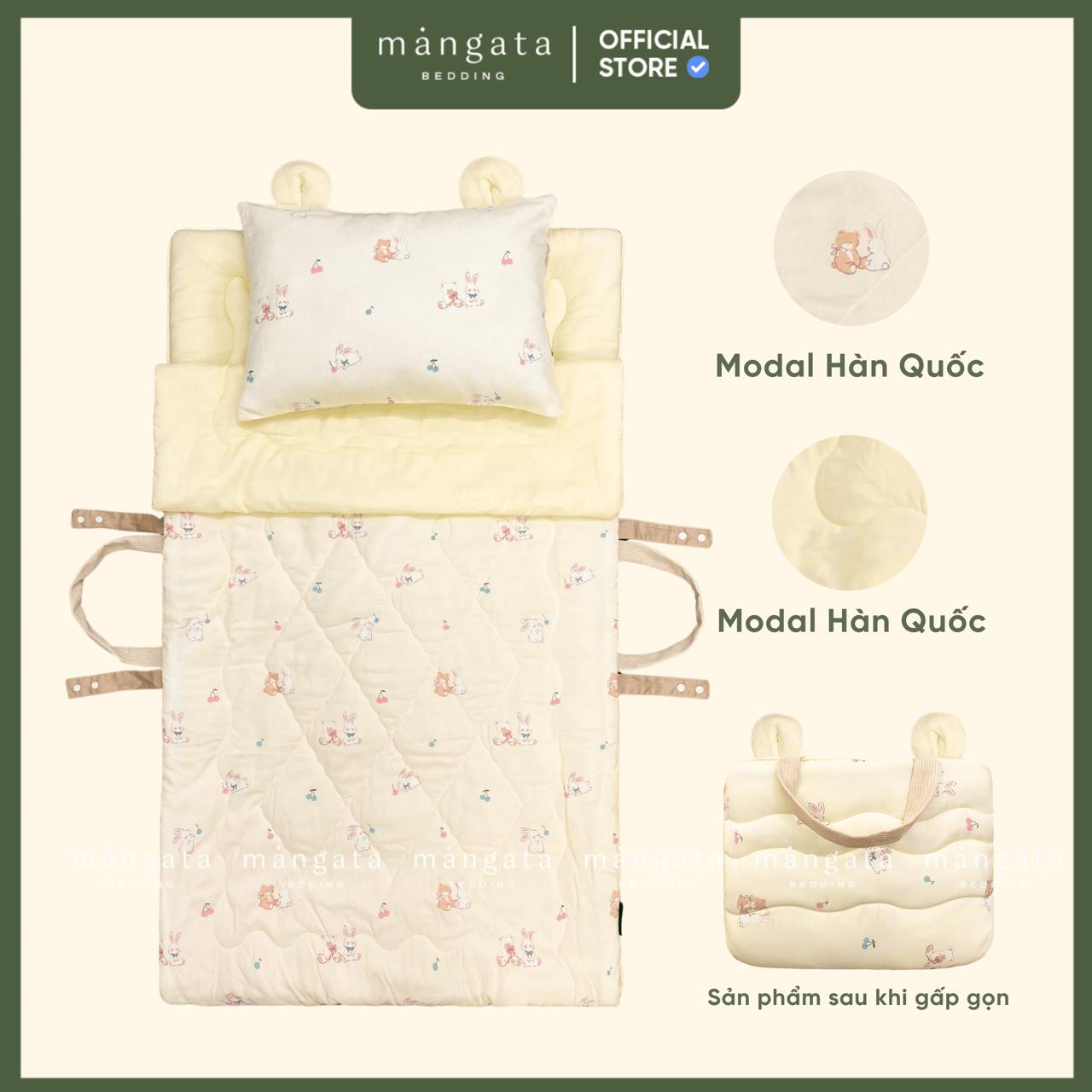Mẫu Thỏ be - Bộ chăn gối gấp gọn đi học 