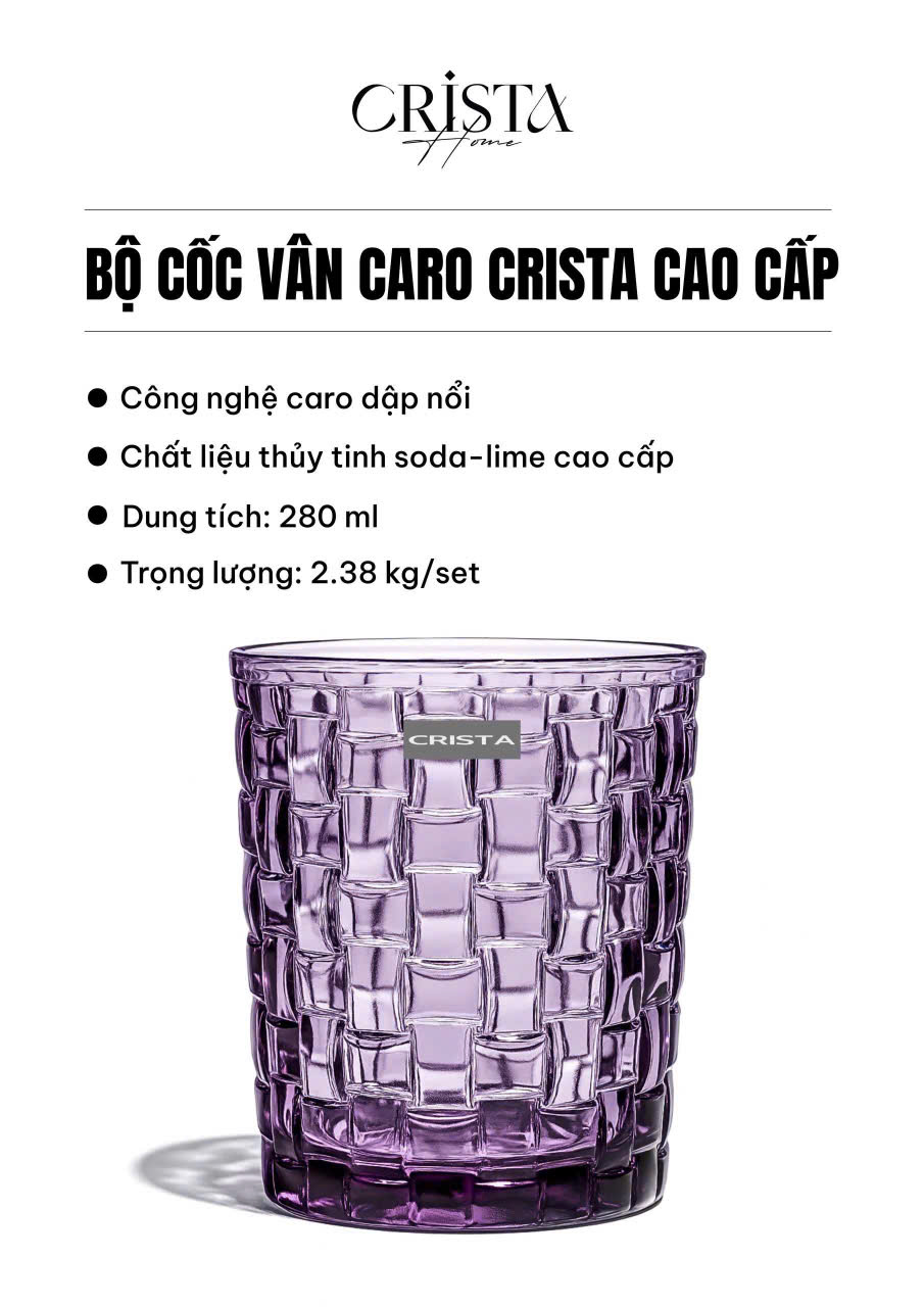 Bộ 6 cốc thủy CRISTA HOME tinh vân caro 280ml_thumbnail_37