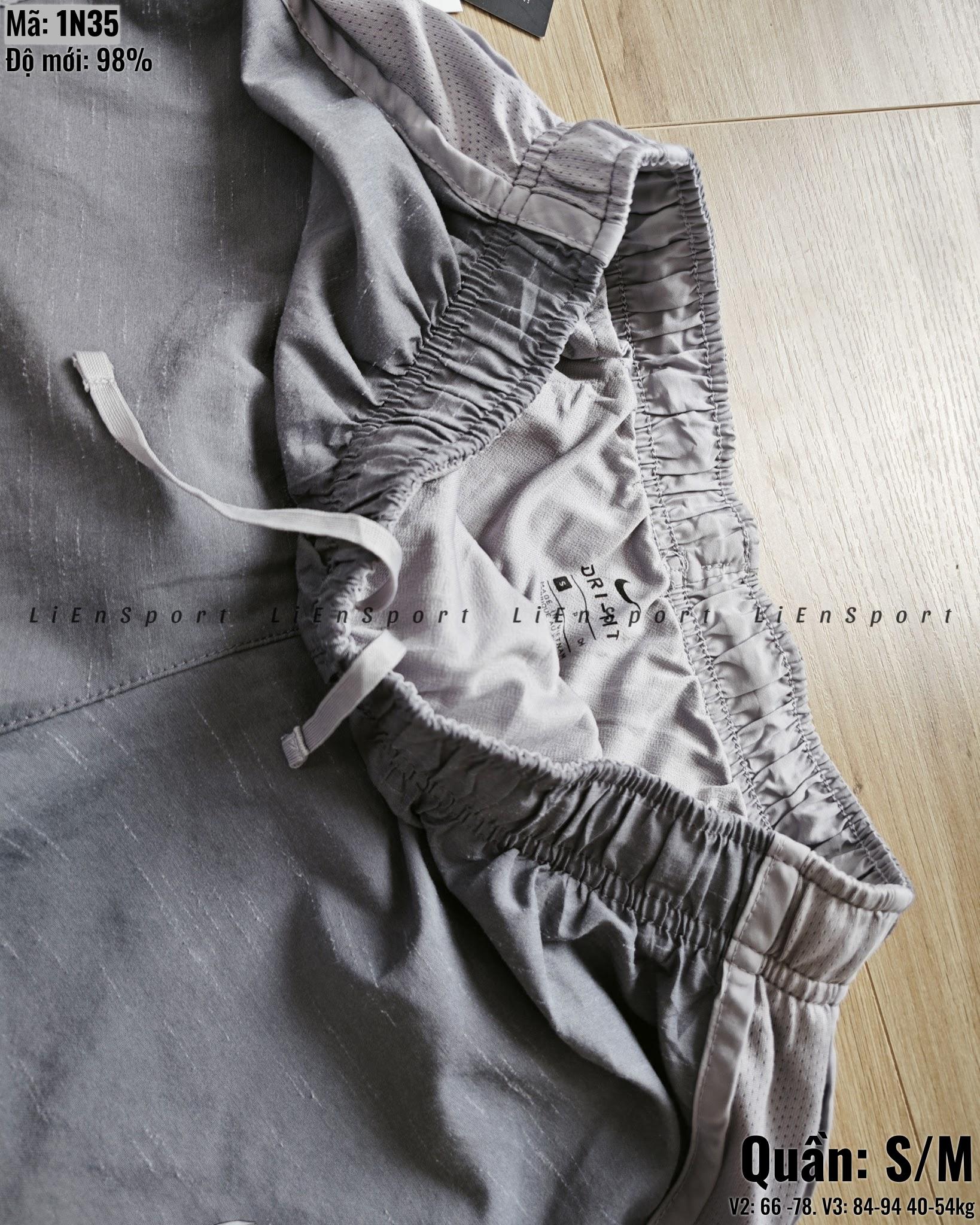 Nike Quần short thể thao Nữ Size S Xám Auth 2nd Vải gió nhẹ Lưng chun co giãn Lưới thoáng 2 bên hông Logo ép nhiệt Phù hợp tập gym yoga chạy bộ Mã:1N35_thumbnail_3