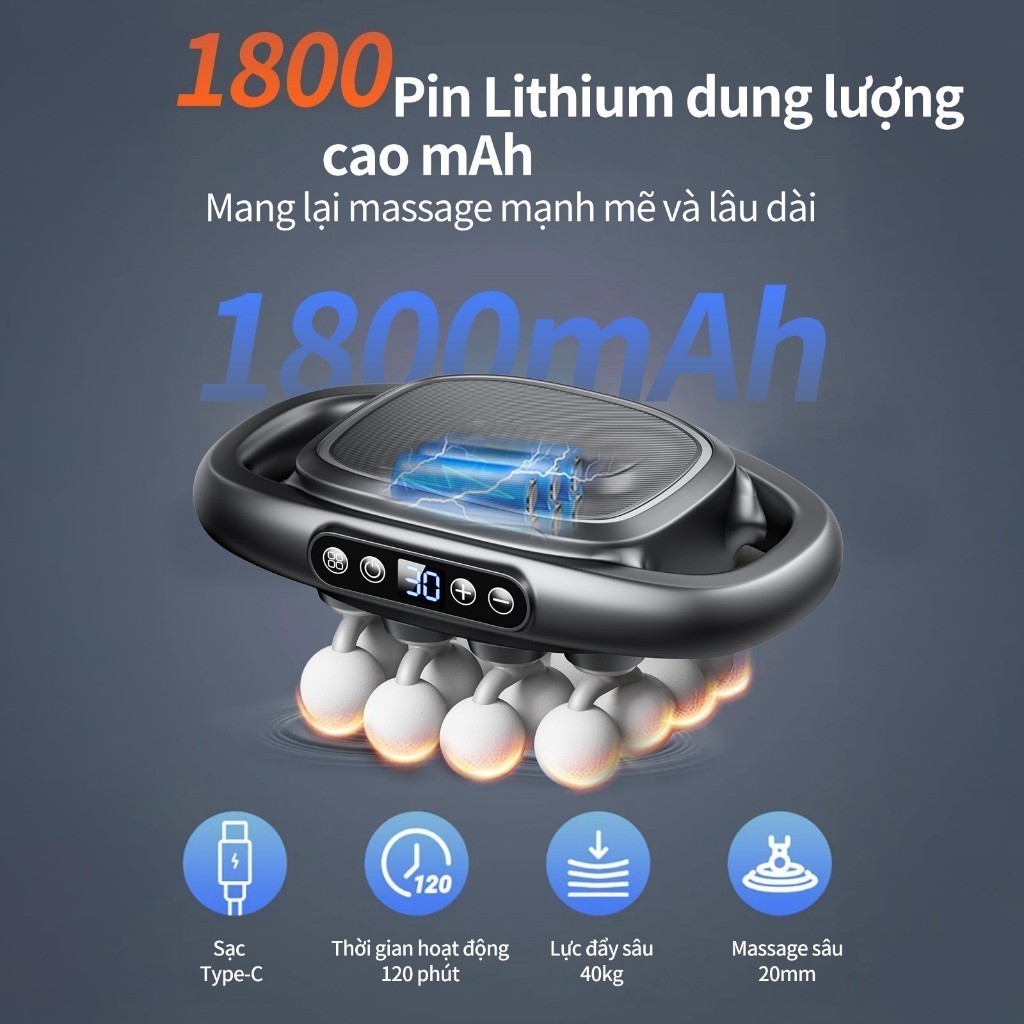 Máy massage cầm tay rung mạnh mini 16 đầu, xoa bóp các vùng trên cơ thể loại bỏ tình trạng mỏi cơ_thumbnail_8