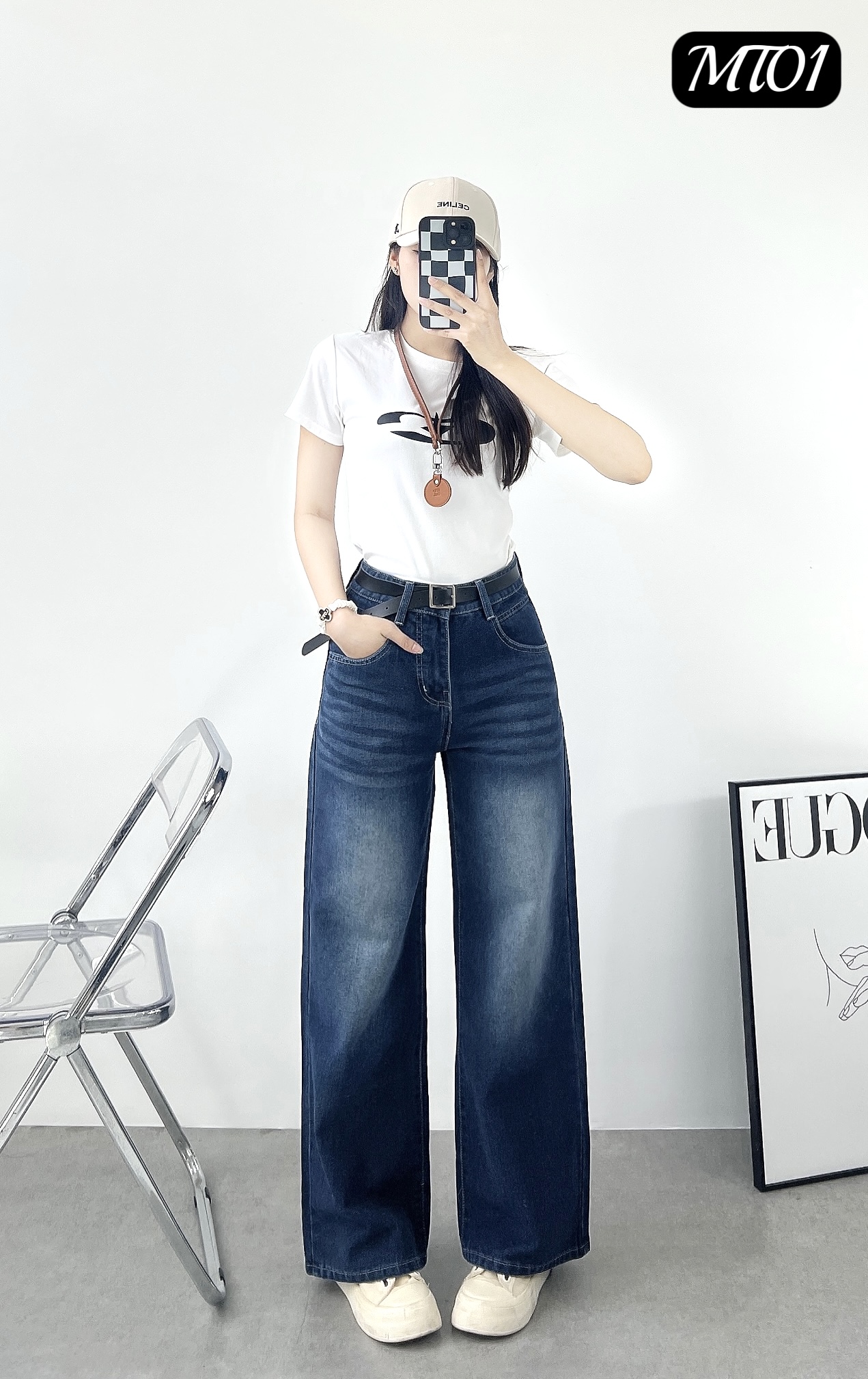 [MT-01] QUẦN JEANS COTTON ỐNG SUÔNG CAO CẤP Xanh Nhạt - PHONG CÁCH HÀN QUỐC