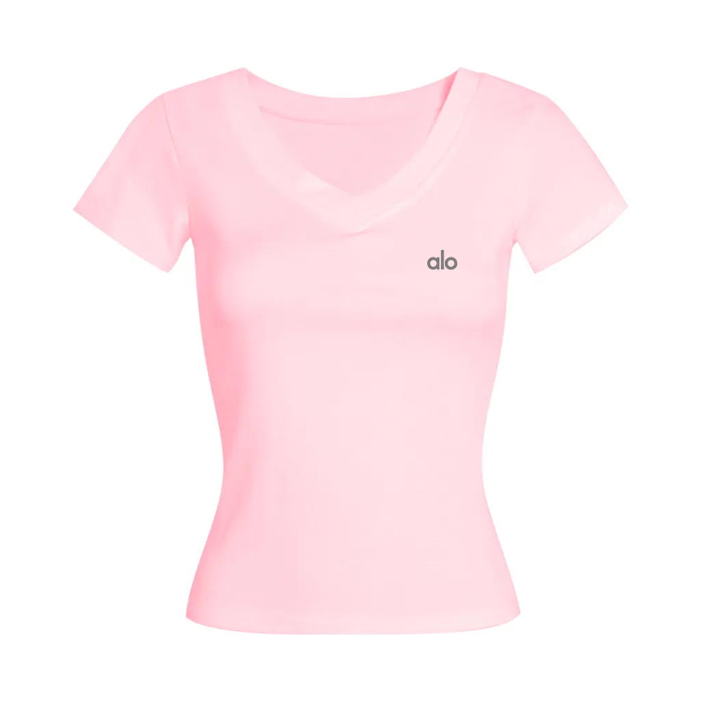 Áo ôm body cổ tim Miucho vải visco thoáng mát tay ngắn cổ tròn in chữ alo basic size S M L 2564_thumbnail_13