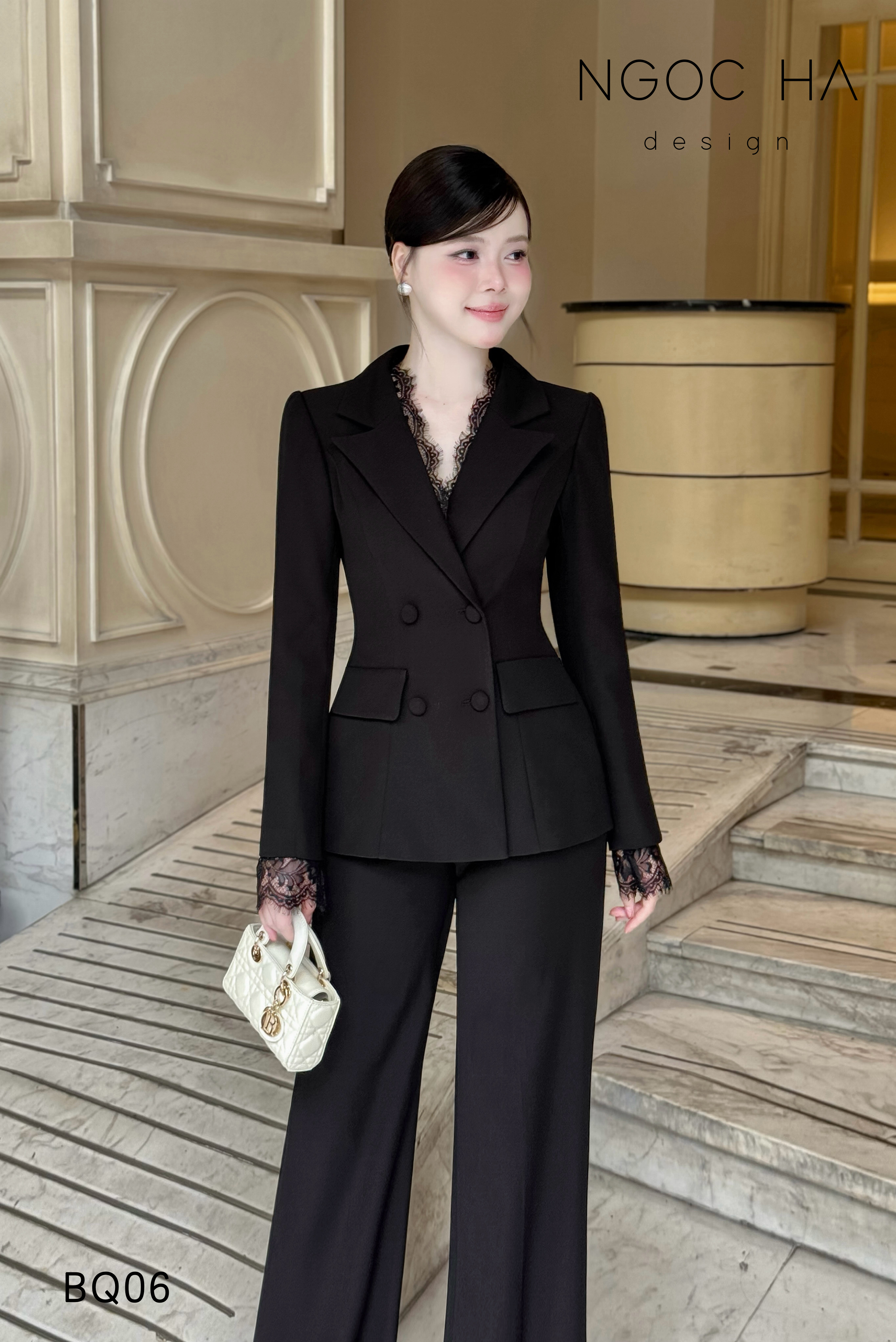 Layla Set_ Set Vest Mix Ren Đen Quần Suông BQ-06