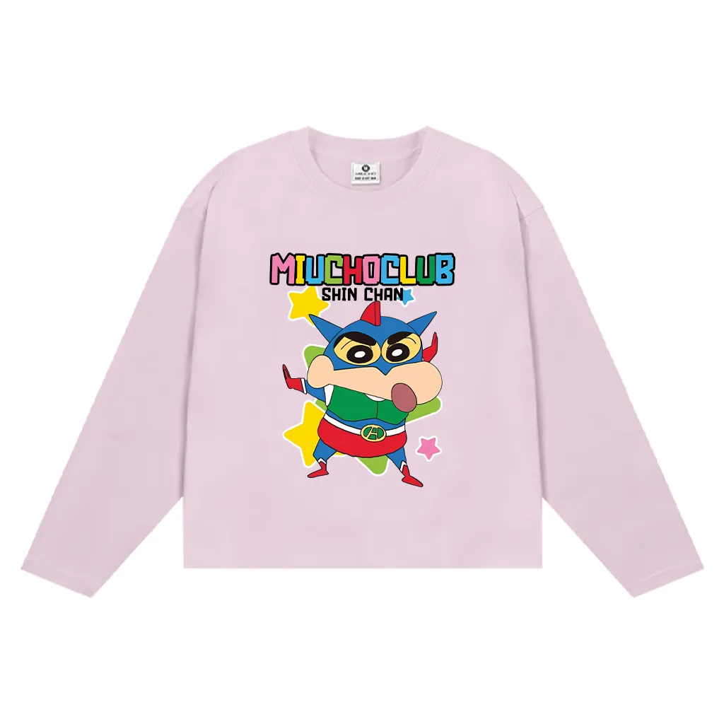 Áo thun boxy tay dài SHIN CHAN 2641 Miucho vải cotton co giãn 2 chiều thoáng mát thấm hút tốt_thumbnail_12