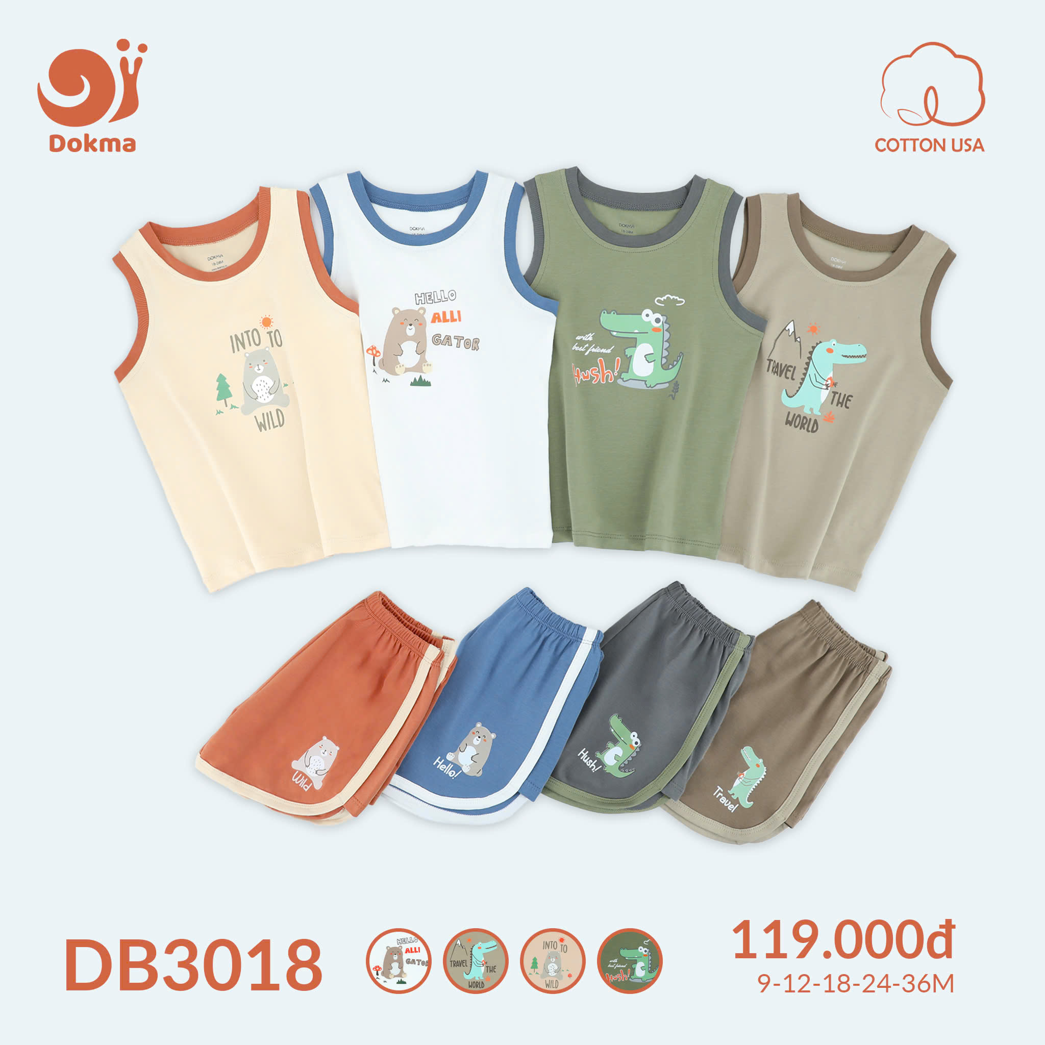 Bộ quần áo phông trẻ em DB3018