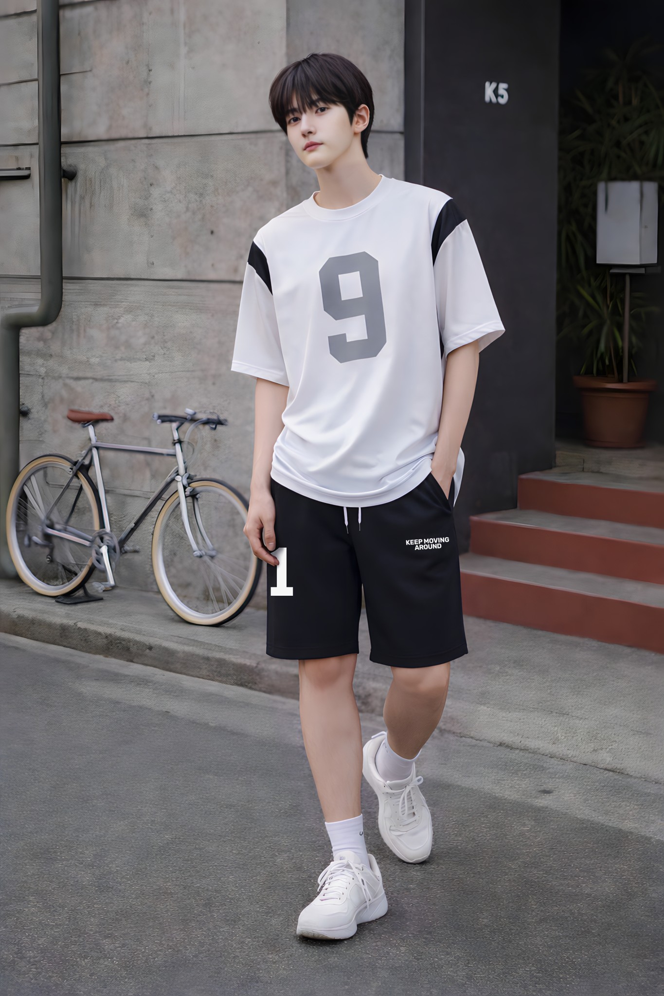 Áo phông bé trai dáng rộng màu trắng phối tay in số 9_thumbnail_2