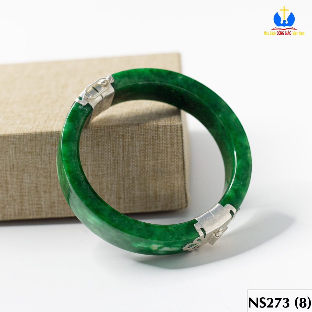 Vòng tay đá Ngọc Bích bọc bạc ta TS0272 - Món quà ý nghĩa cho mẹ và bà