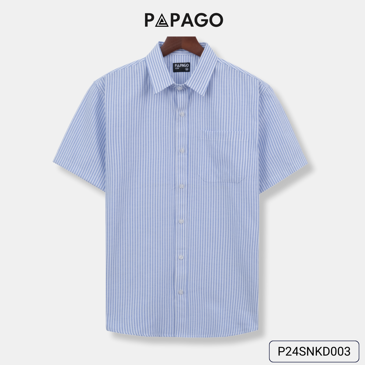 Áo sơ mi nam trung niên PAPAGO tay ngắn lai bầu kẻ sọc chất vải oxford - P24SNKD003_thumbnail_4