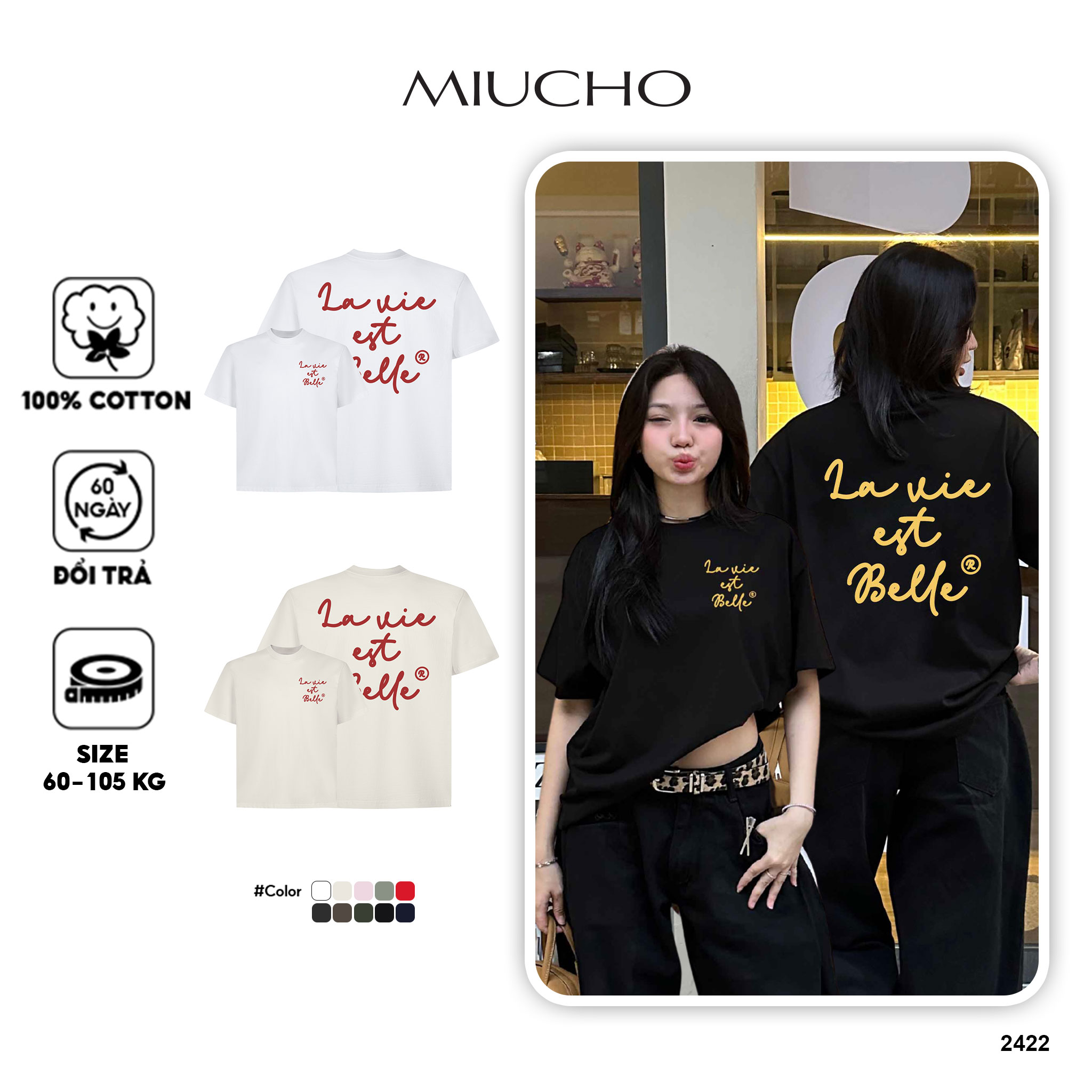 Áo thun boxy unisex in basic AXD2422 Miucho Club vải cotton 100% tay ngắn cổ tròn_thumbnail_1