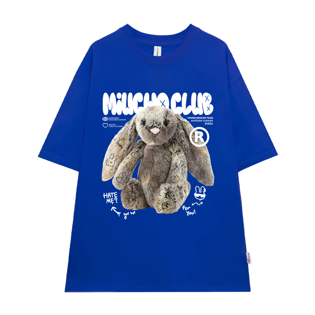 Áo thun thỏ Bunny form rộng local brand ATD1254 Miucho tay ngắn cổ tròn in mix_thumbnail_17