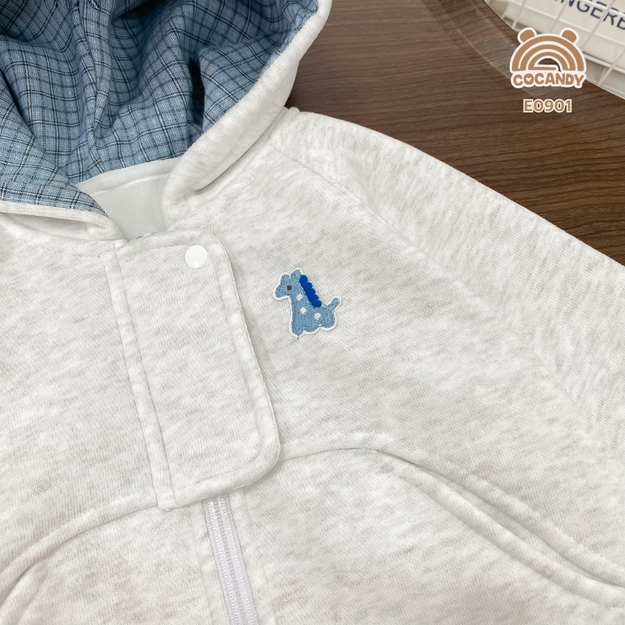 Áo dài nỉ XÁM hoodie zip_thumbnail_5