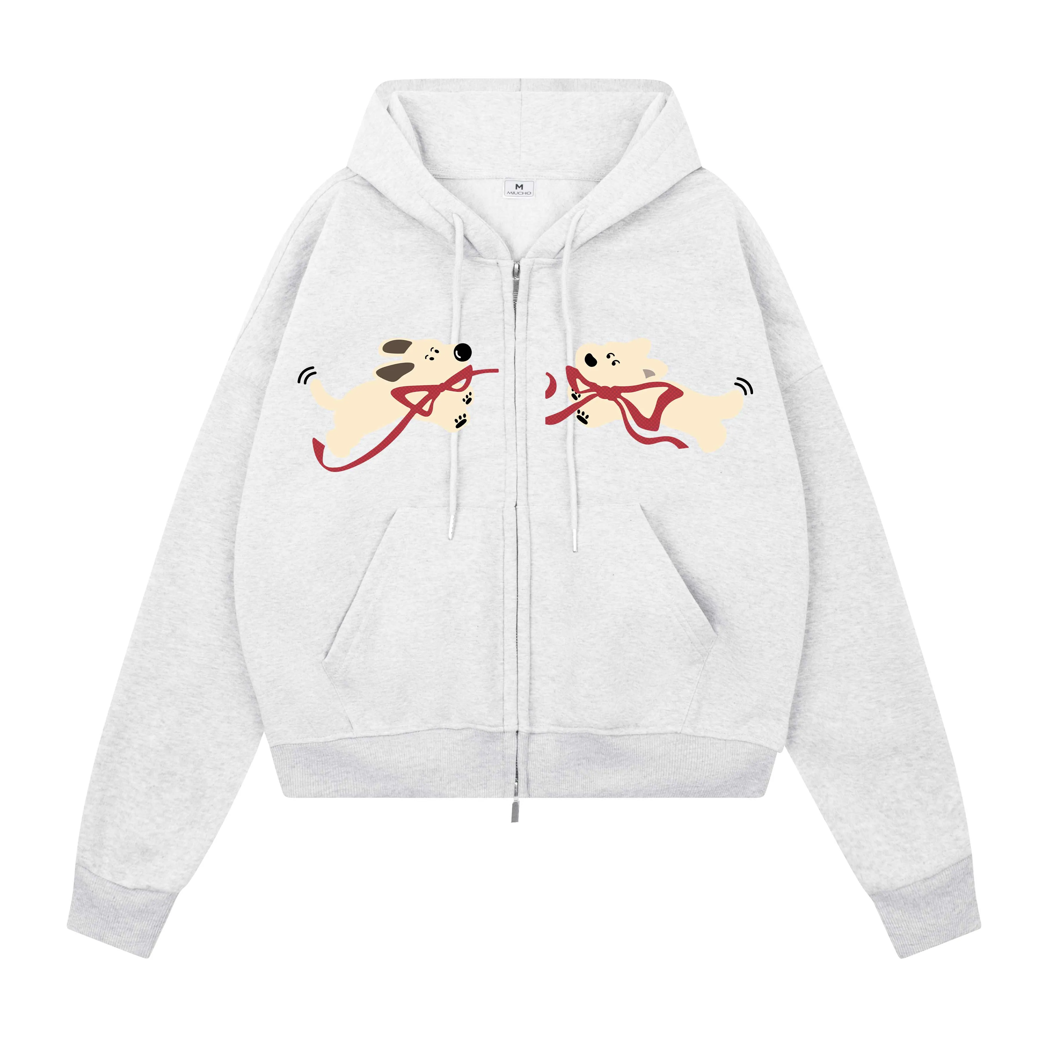 Áo khoác hoodie zip boxy nỉ 2 da 2653 Miucho thoáng mát dày dặn hình cún đáng yêu_thumbnail_12