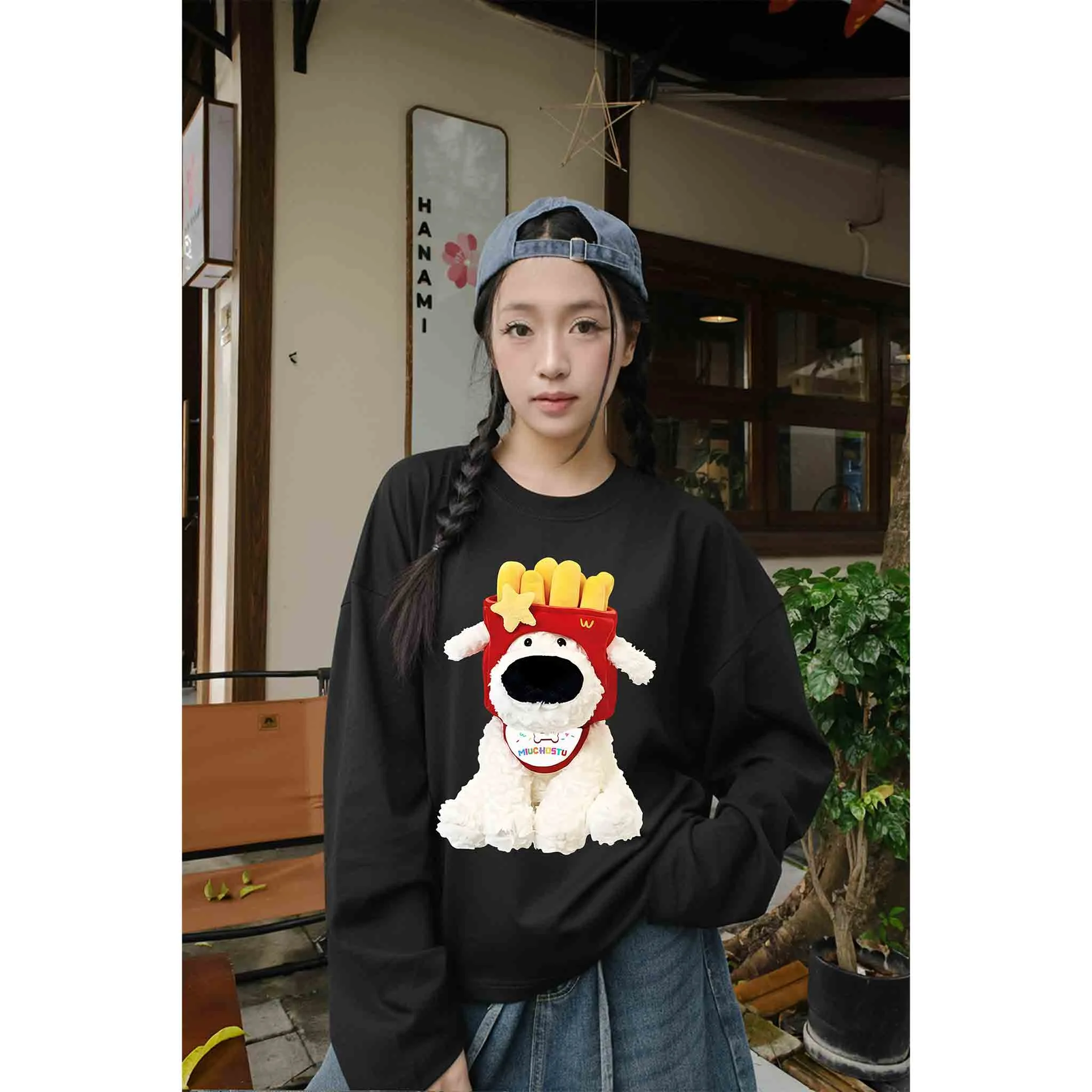 Áo thun form boxy tay dài Miucho vải cotton thoáng mát thoải mái dễ phối hình cũn in mix 2801_thumbnail_8