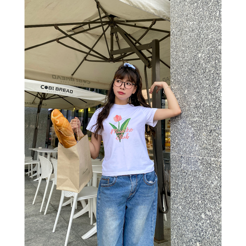 Áo baby tee hoa tuplip xinh xắn ABD306 Miucho cotton cổ tròn in graphic_thumbnail_2