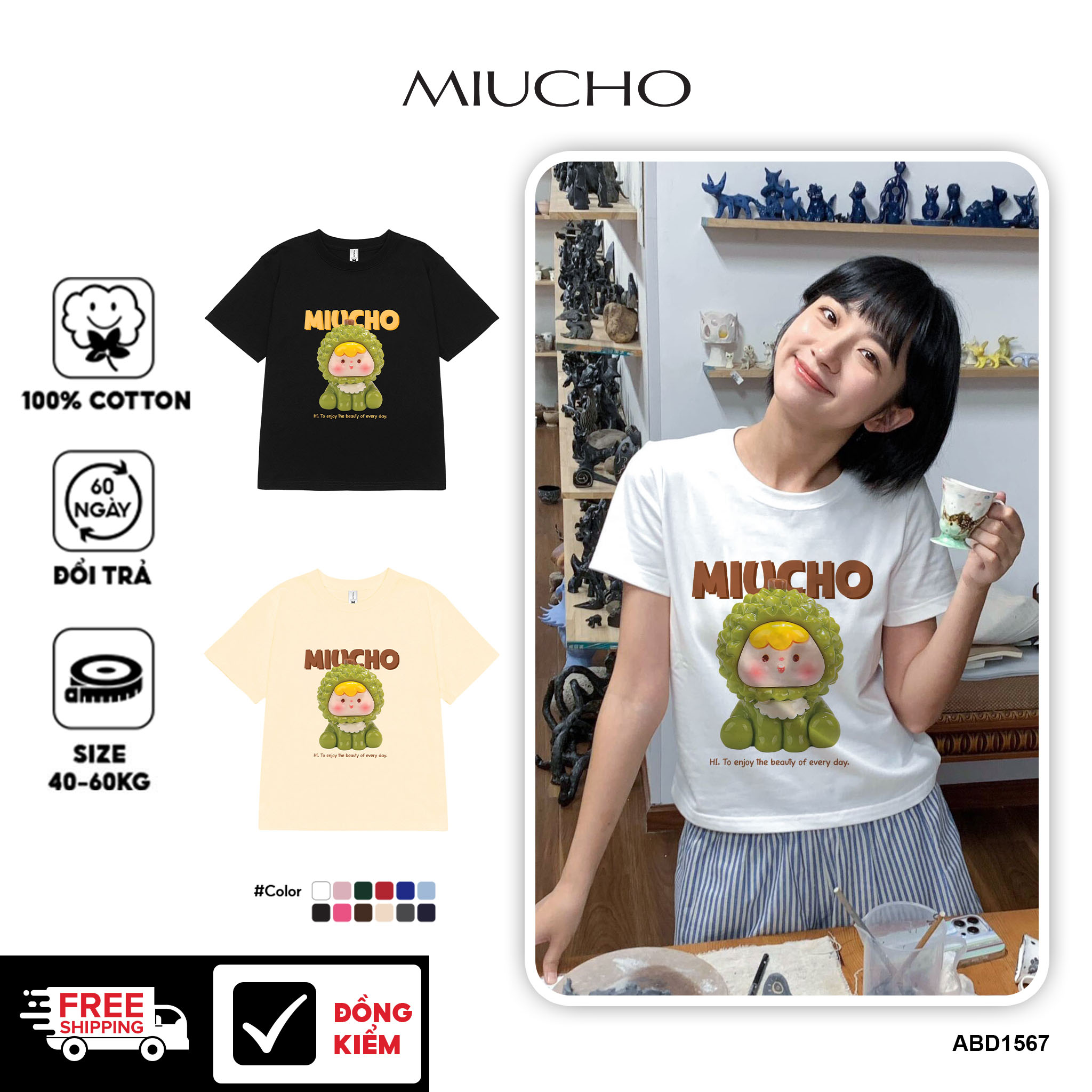 Áo baby tee in hoạt hình dễ thương form ôm ABD1567 Miucho vải cotton co giãn thoải mái cổ tròn in mix_thumbnail_1