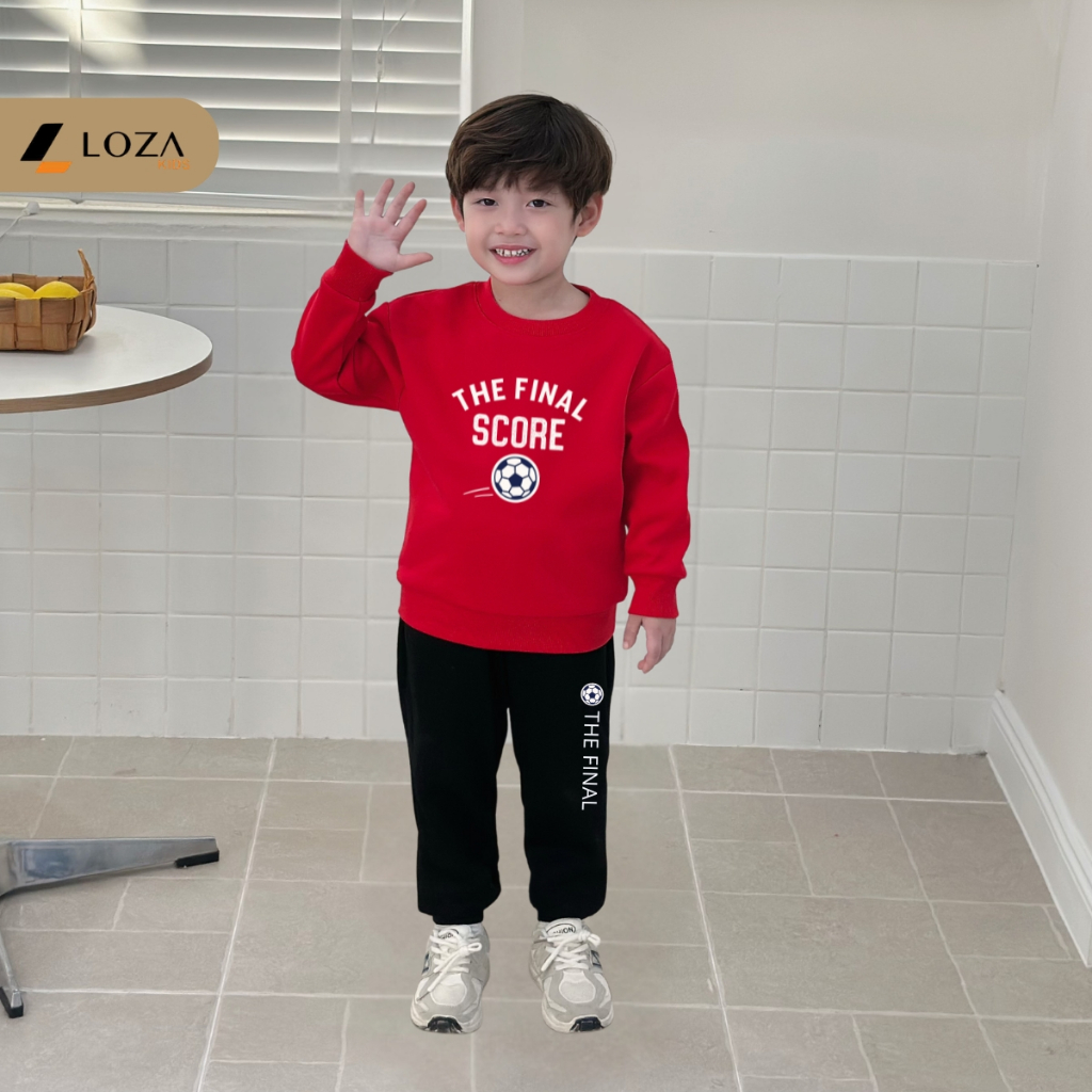 Bộ nỉ bé trai in chữ 