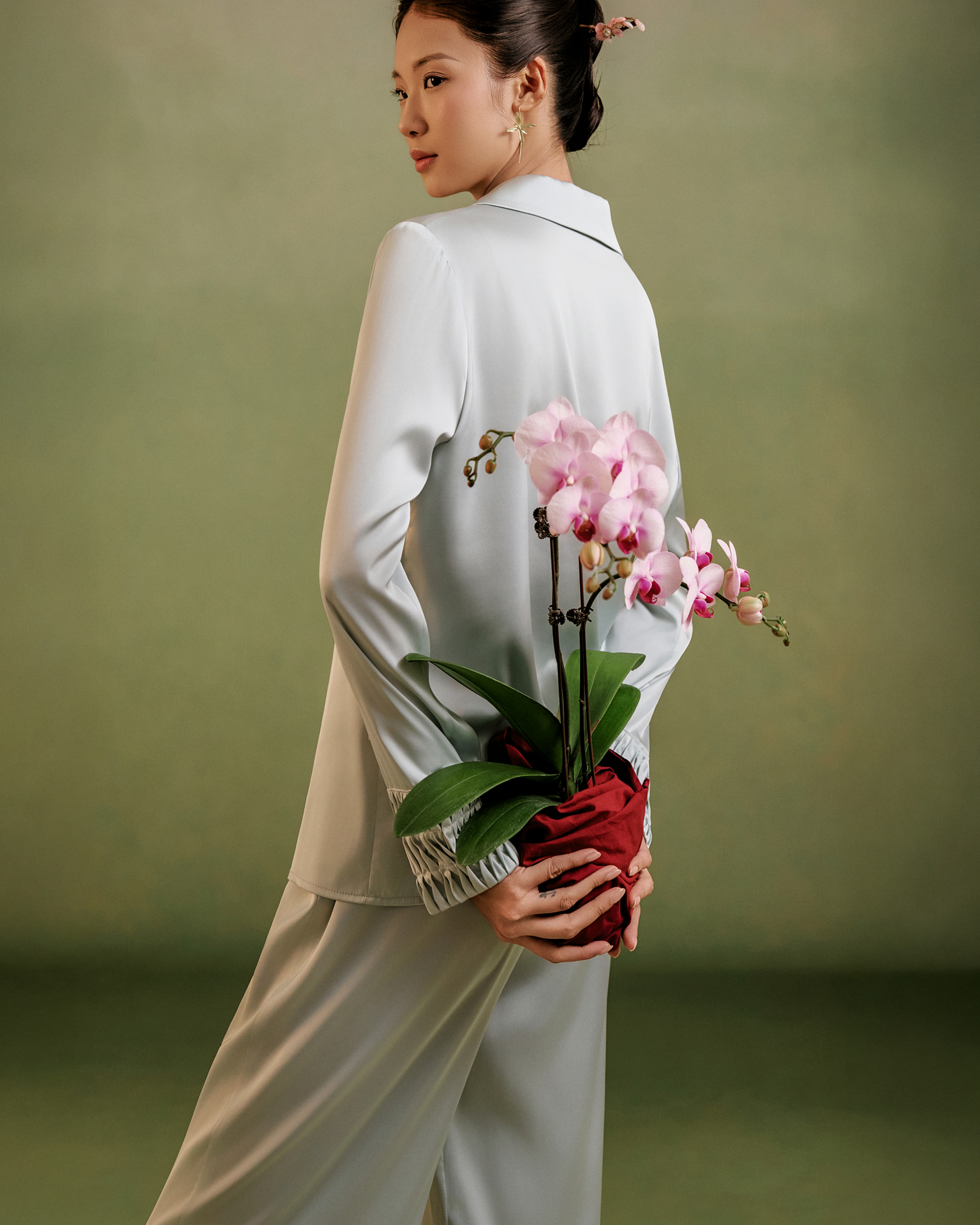 Bộ Lụa Áo Dài Tay, Quần Dài BN671