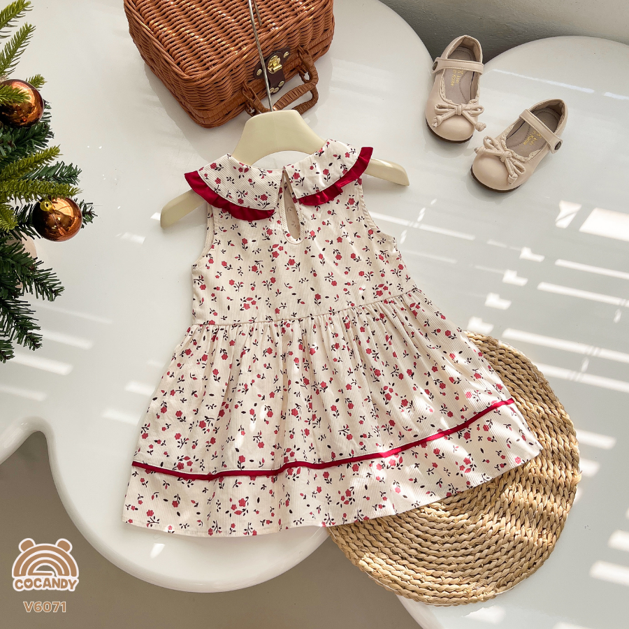 Váy cộc BE hoa nhí đỏ phối nơ_thumbnail_2