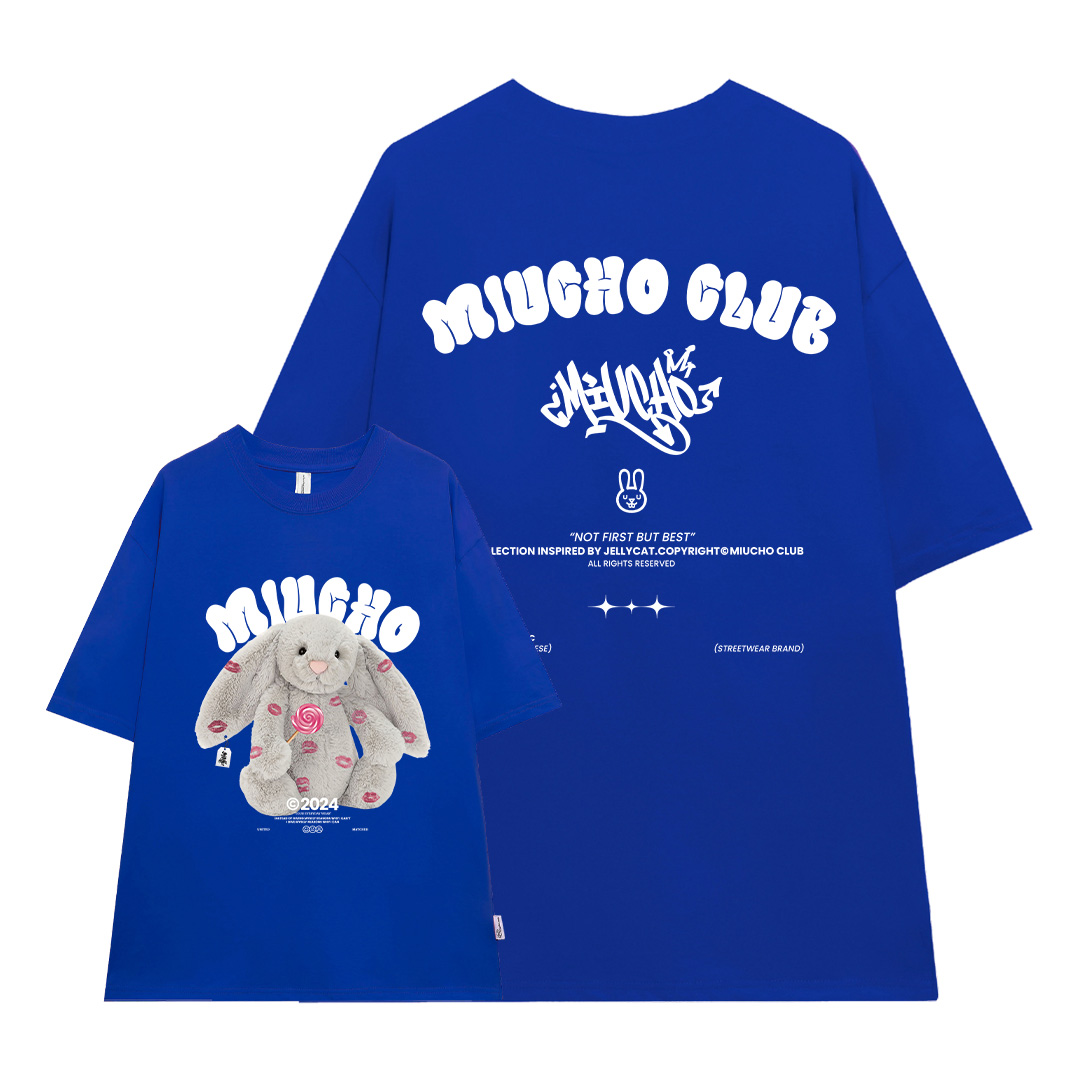 Áo thun thỏ Bunny form rộng local brand ATD1255 Miucho tay ngắn cổ tròn in mix_thumbnail_17