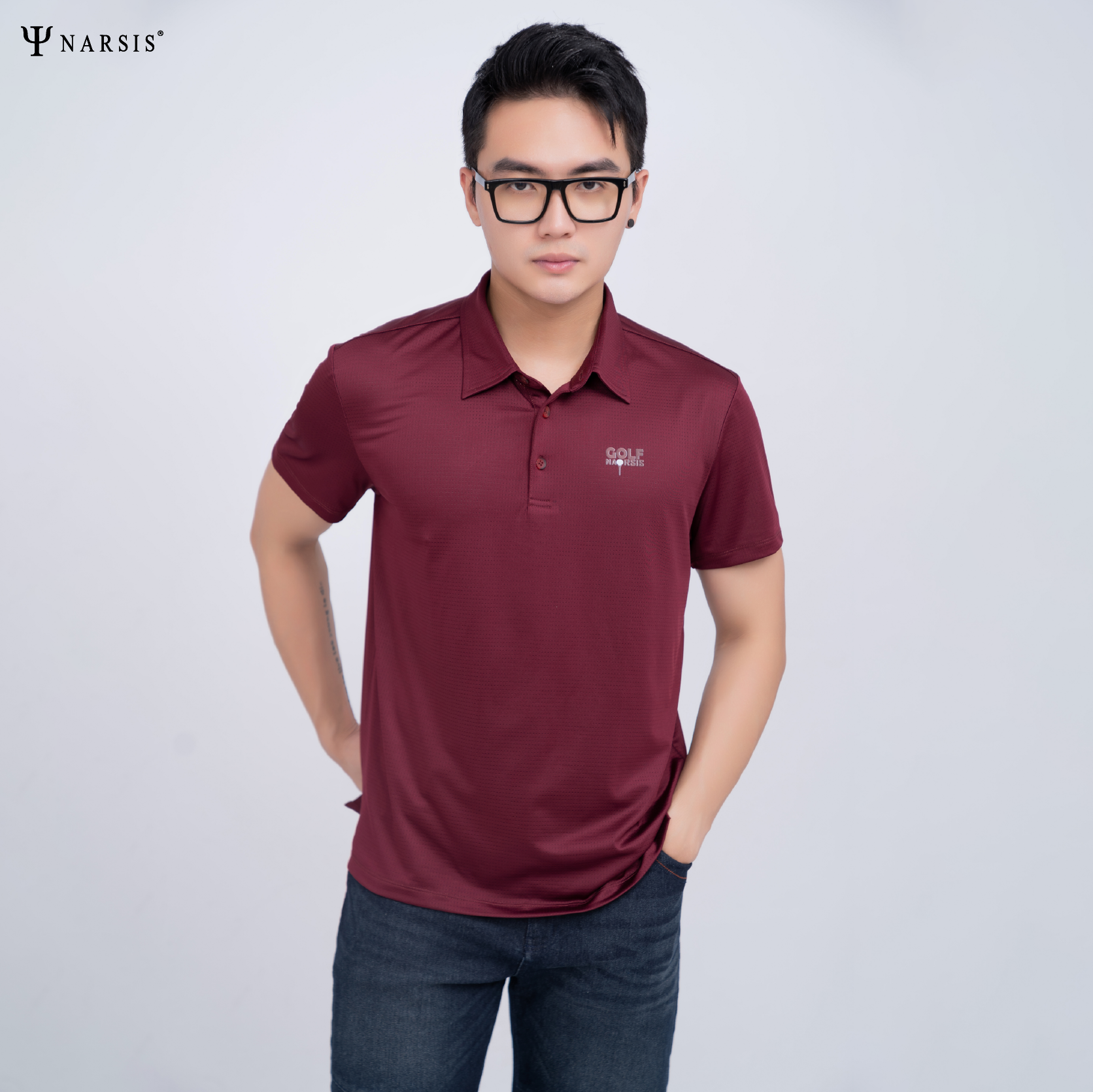 ÁO POLO NAM PA CÓ LỖ THÔNG HƠI  MÀU MẬN D23019 NARSIS CHẤT LIỆU THOÁNG MÁT, DỄ CHỊU, THOẢI MÁI CẢ...