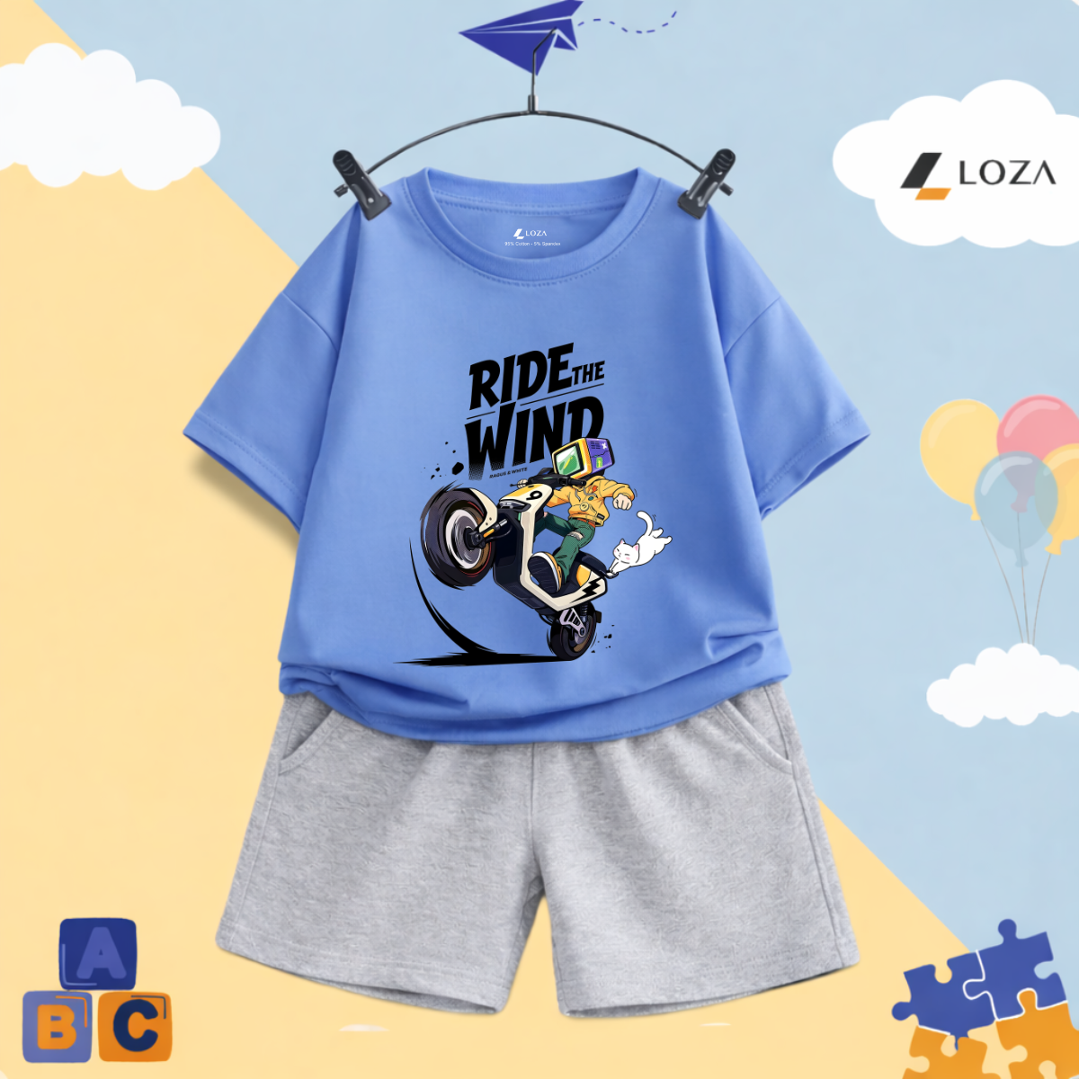 Set đồ bé trai hình RIDE THE WIND - Loza Kids SB603_thumbnail_7