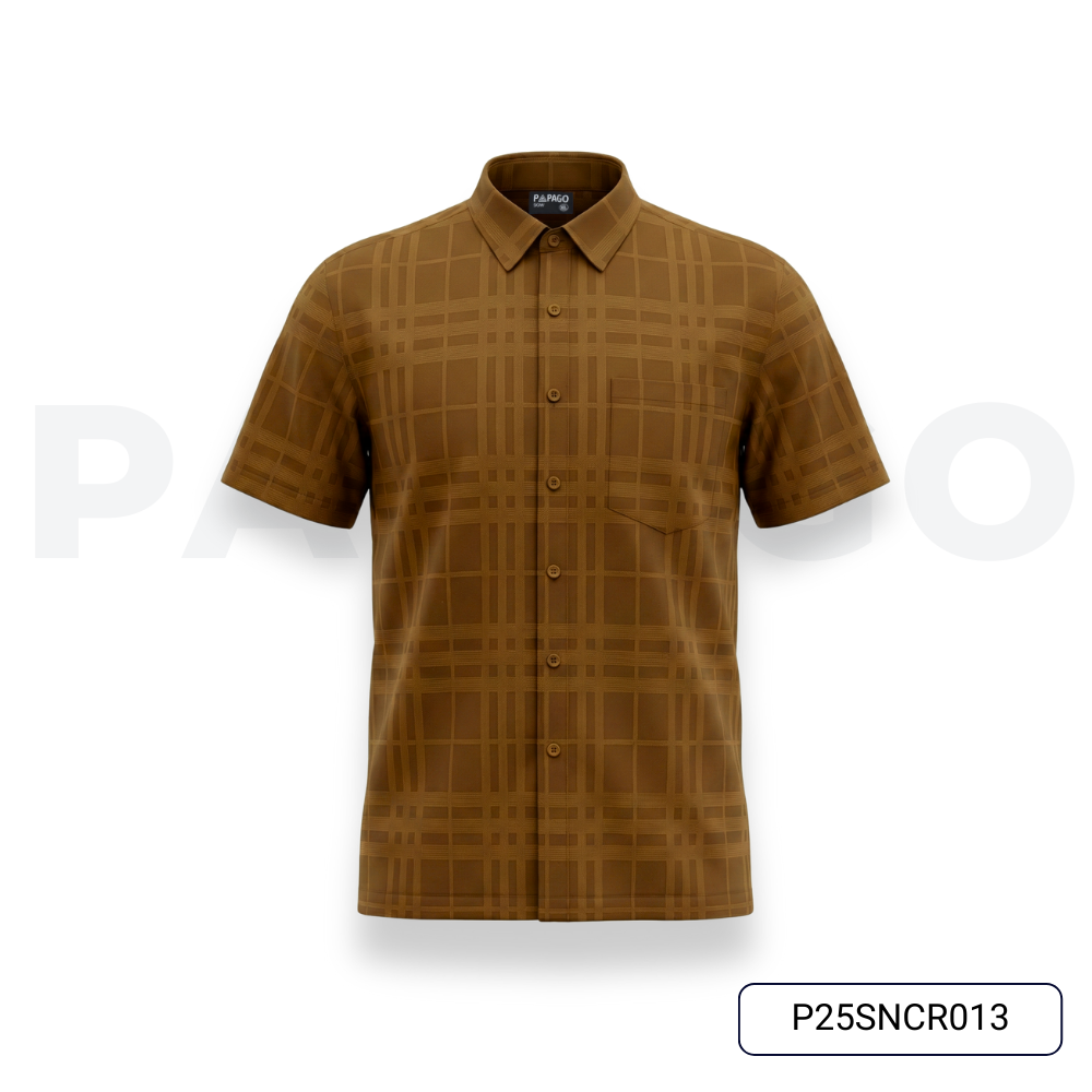 Áo sơ mi nam trung niên PAPAGO họa tiết caro tay ngắn lai ngang form rộng - P25SNCR013_thumbnail_3