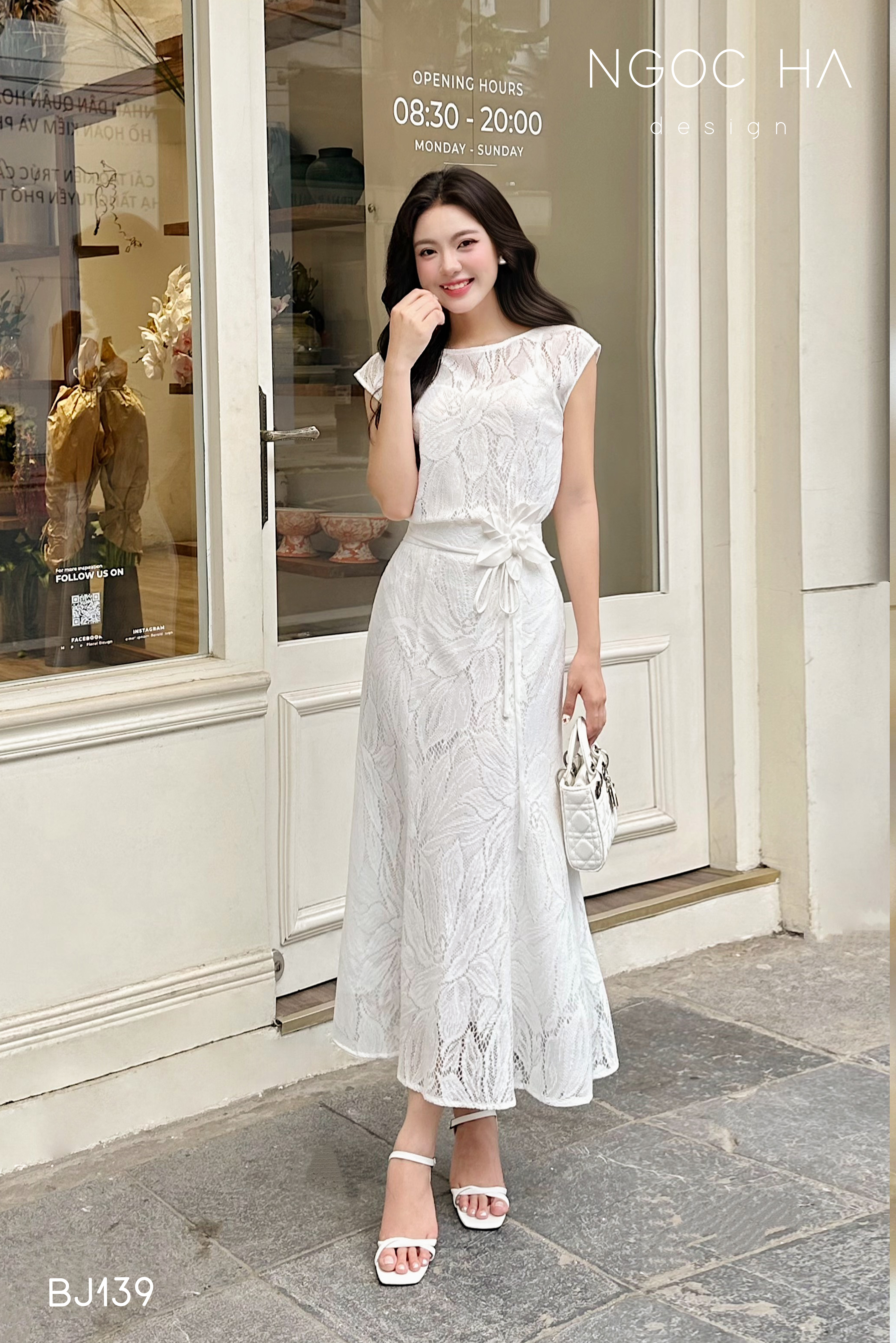 Isabella Set_ Bộ Ren Áo Sơ Mi Vai Chờm Chân Váy Đuôi Cá Màu Trắng  BJ139