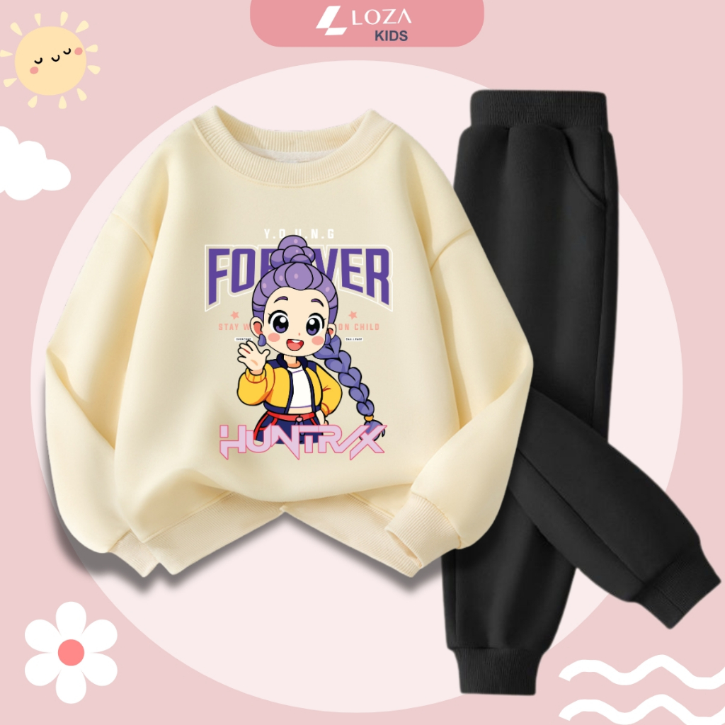 Set bộ nỉ bé gái in hình nhóm nhạc Huntrix - Loza Kids BI542