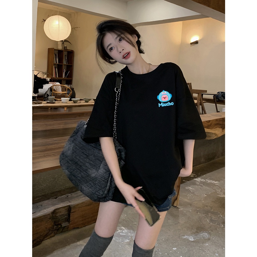 Áo thun Loopy Hải Ly form rộng ATD652 Miucho cotton cổ tròn in artwork_thumbnail_8