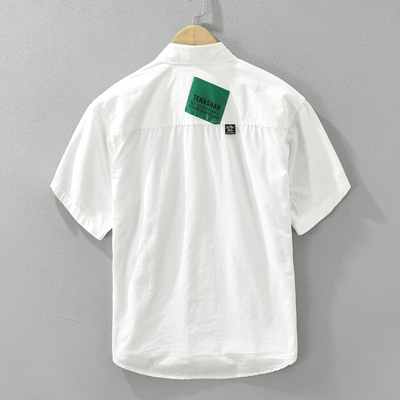 Áo Sơ Mi Nam Ngắn Tay  Nhật Bản – Áo Sơ Mi Thời Trang Văn Học, Đa Năng, In Tiếng Anh, Dropshipping