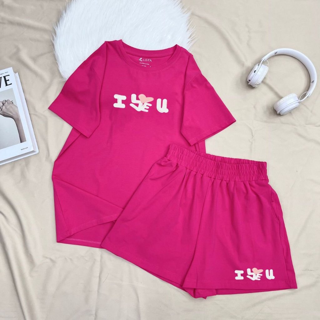 [Form Rộng] Set đồ nữ mùa hè - Đồ bộ nữ (áo thun dáng rộng + quần đùi) cotton Loza G0100