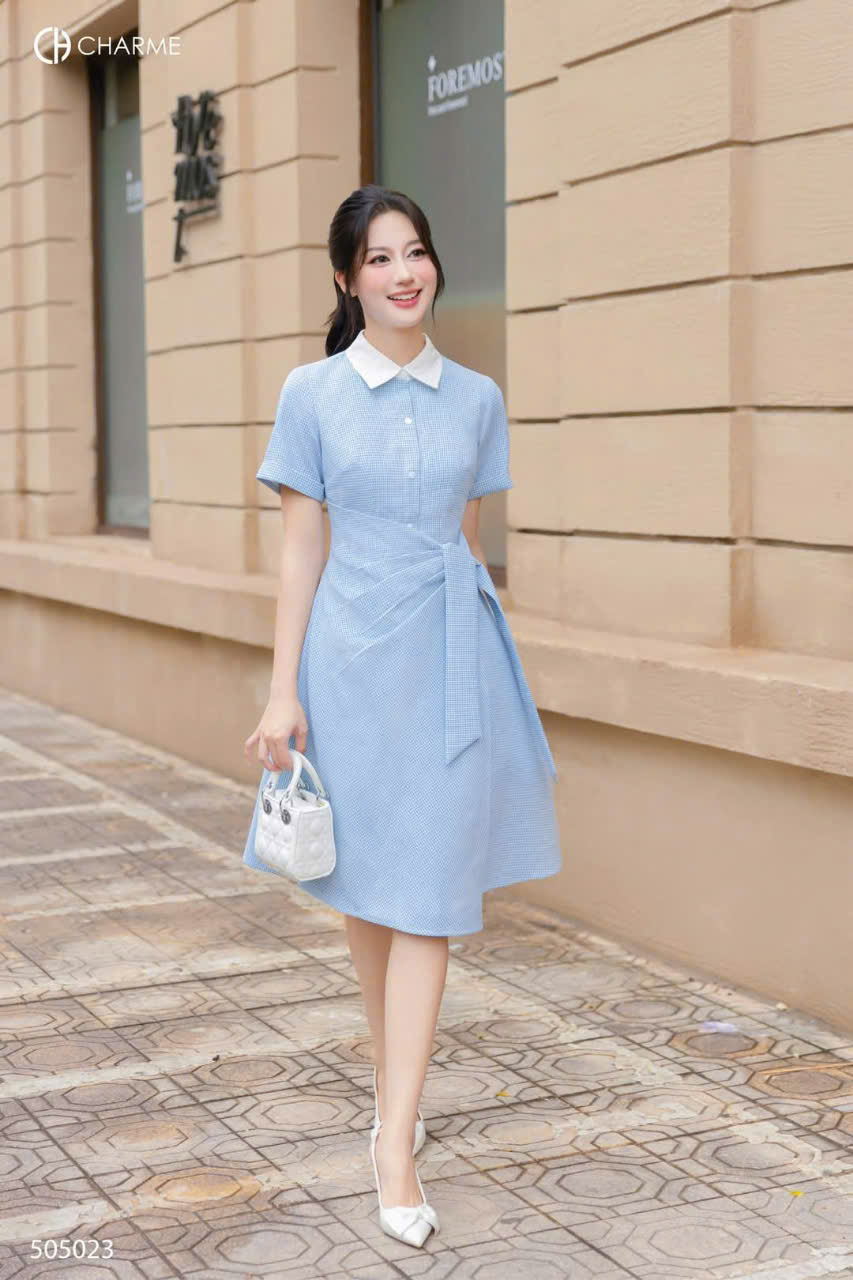Váy sơ mi cổ đức thắt nơ eo_thumbnail_6