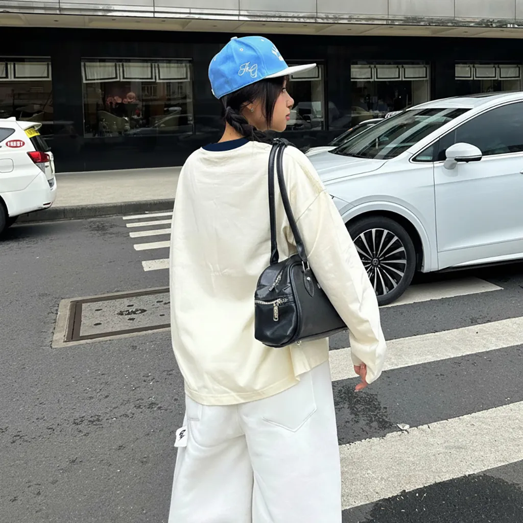 Áo thun unisex form boxy Miucho vải dày dặn thoáng mát tay dài phối cổ mix màu 2811_thumbnail_9