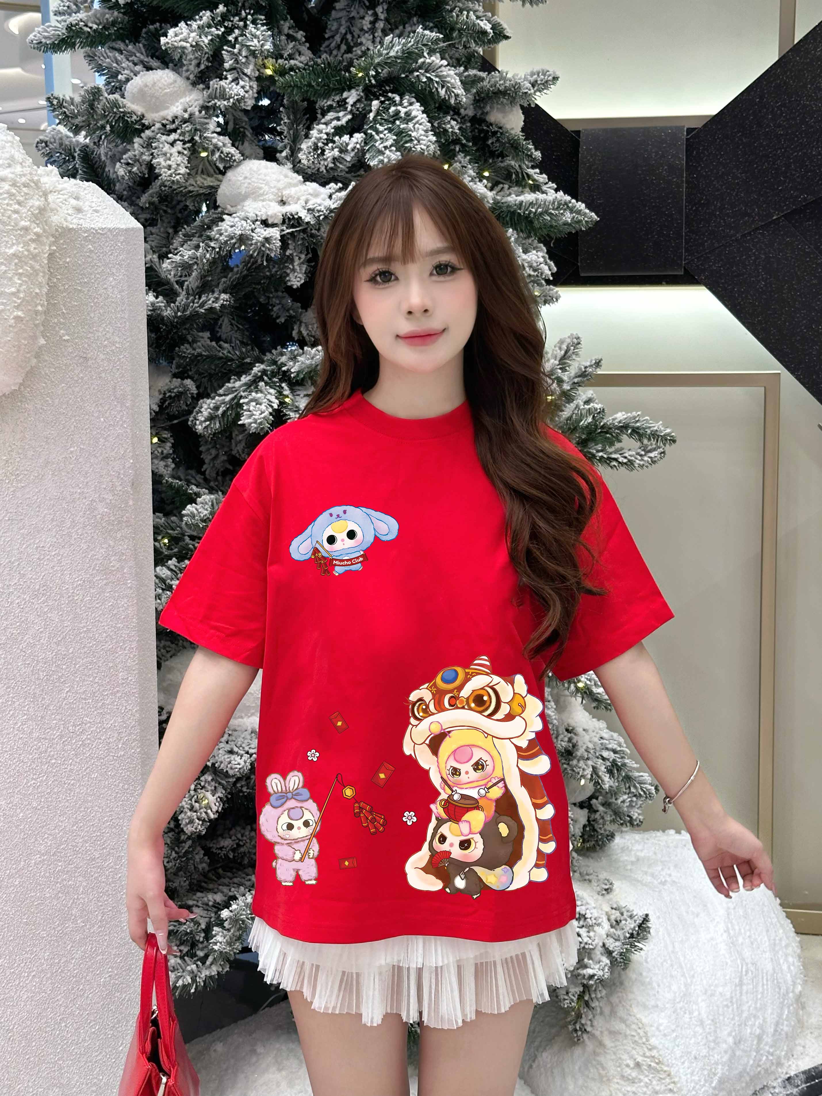 Áo thun tết baby three form rộng 1889 Miucho vải 4c cotton 220gsm thoáng mát in mix_thumbnail_2