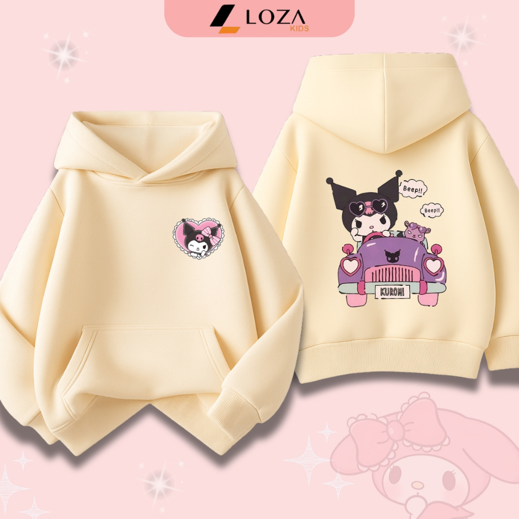 Áo nỉ hoodie bé gái in hình Kuromi - Loza Kids HN3387