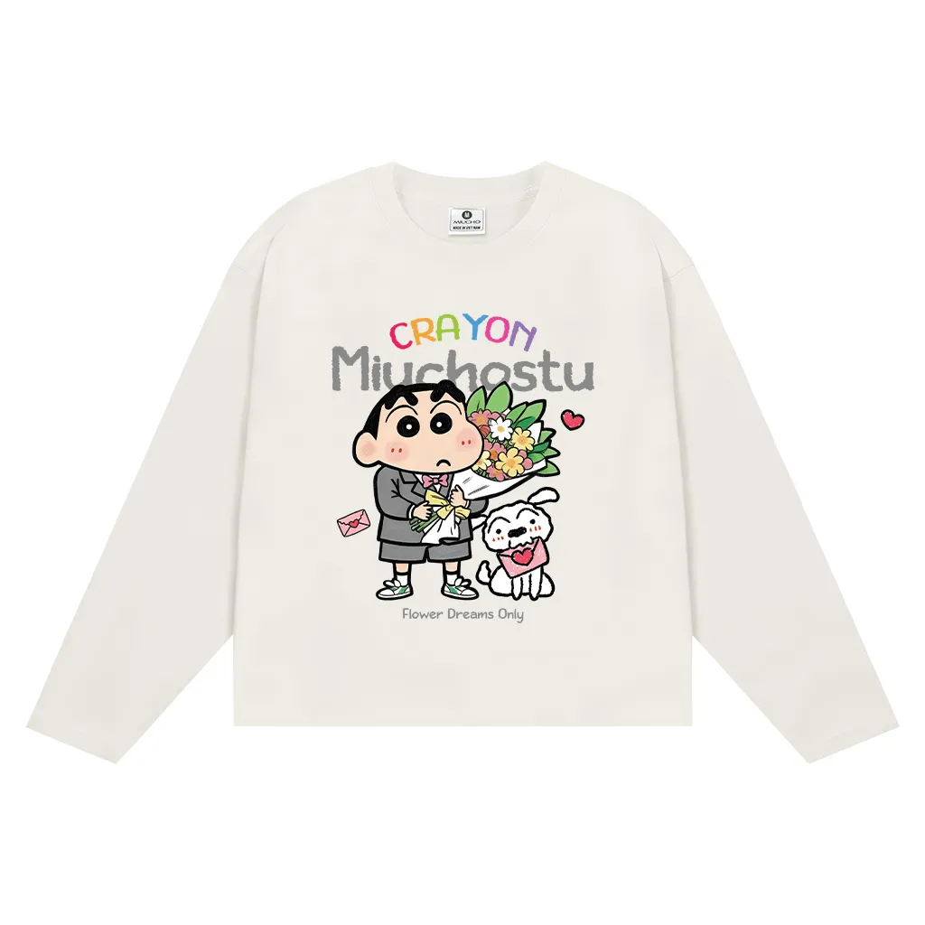 Áo thun boxy tay dài hoạt hình đáng yêu Miucho vải thoáng mát cổ tròn in mix 2957_thumbnail_9