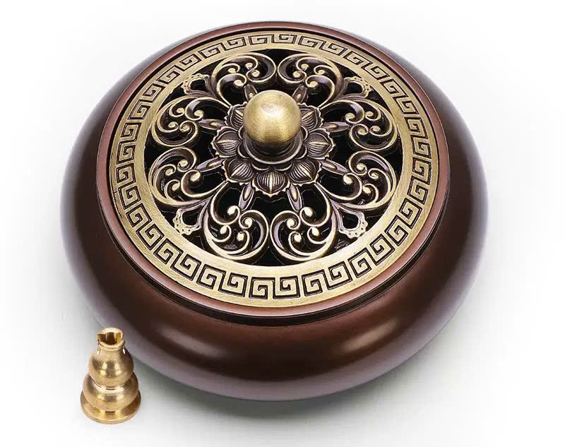 Lư đốt trầm màu nâu bằng đồng 