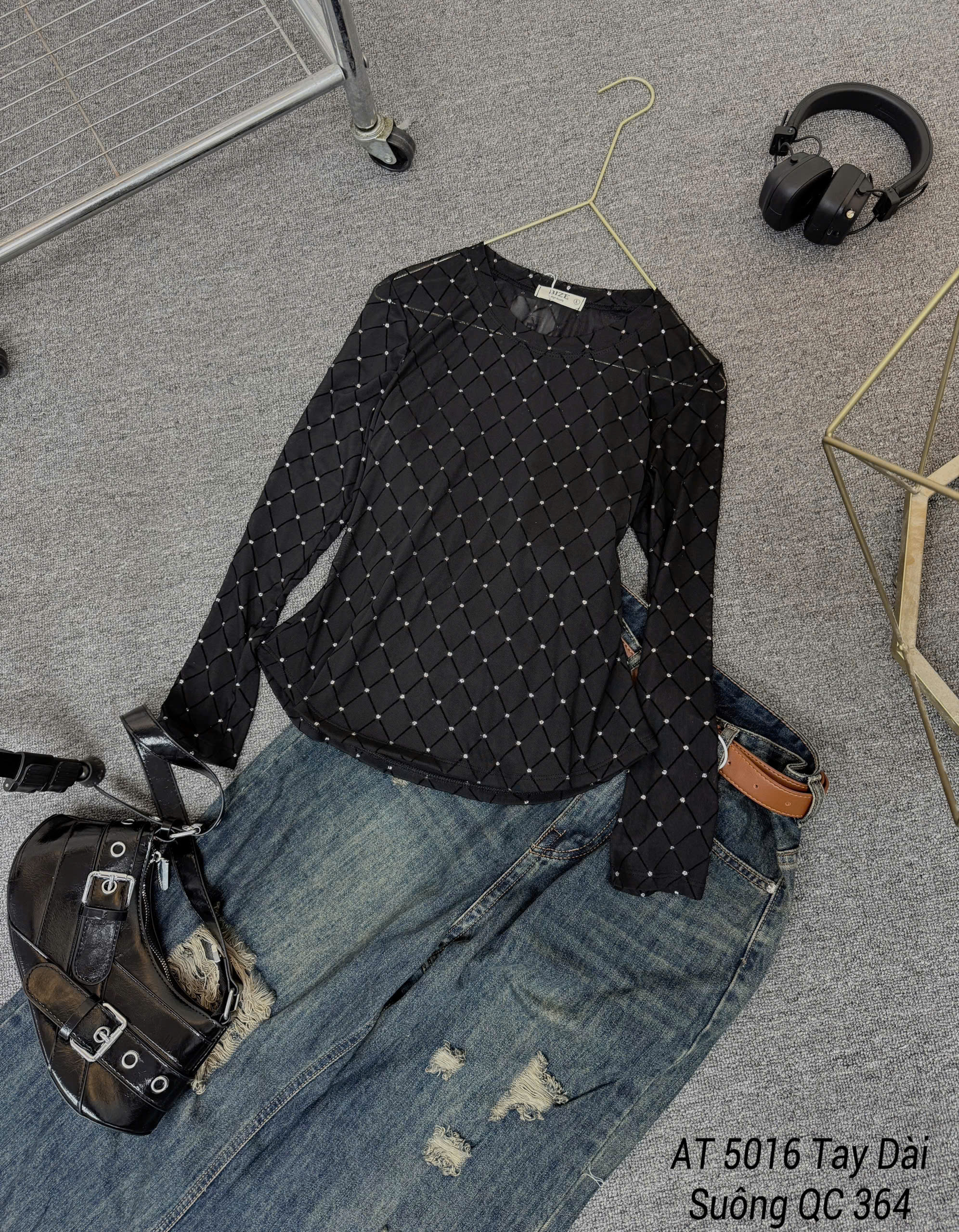 Áo lưới kim tuyến tay dài bigsize AT5016 dành cho nàng béo mập từ 55-90kg_thumbnail_4