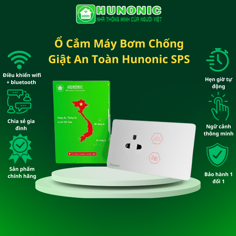 Ổ cắm máy bơm chống giật Hunonic SPS