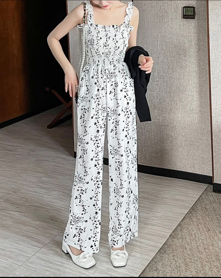 Jumpsuit ống rộng họa tiết 2 dây bo thun ngực_thumbnail_5